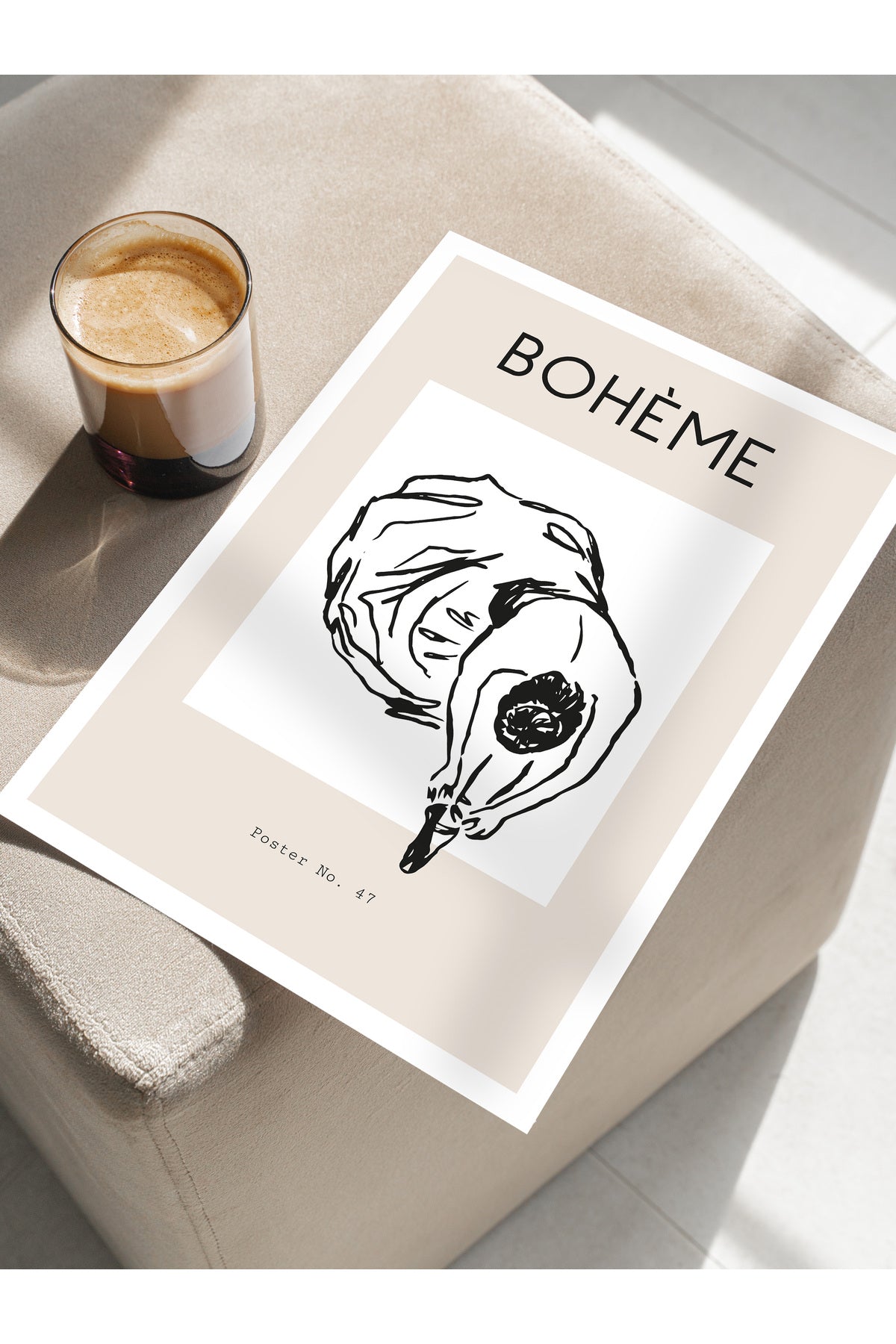 Soft Boho Çerçevesiz Duvar Posteri, İskandinav Temalı Poster - Salon, Mutfak ve Yatak Odası Dekoru