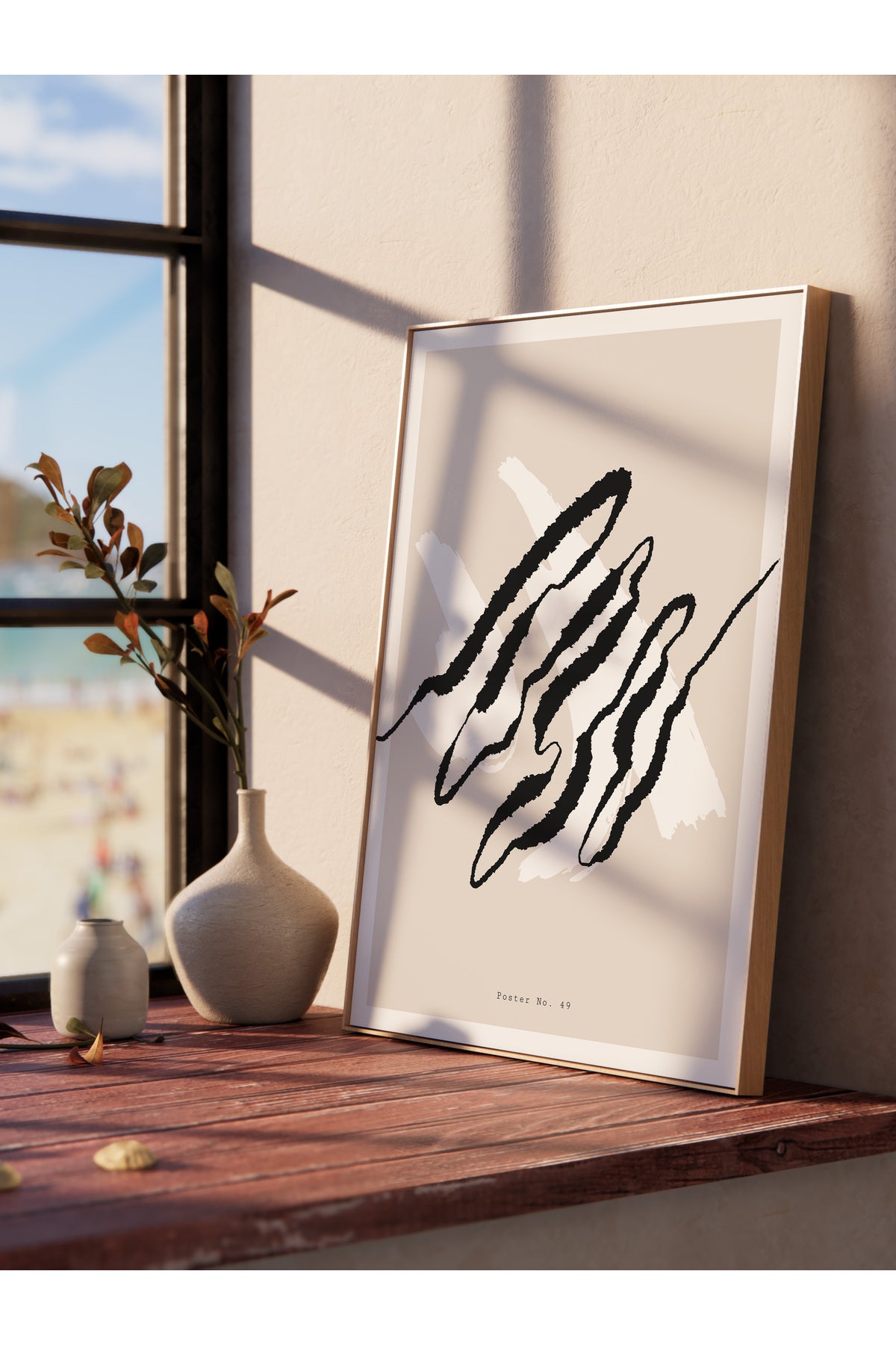 Soft Boho Çerçevesiz Duvar Posteri, İskandinav Temalı Poster - Salon, Mutfak ve Yatak Odası Dekoru
