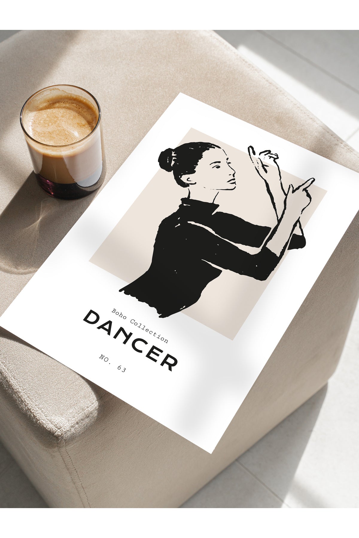 Soft Boho Çerçevesiz Duvar Posteri, İskandinav Temalı Poster - Salon, Mutfak ve Yatak Odası Dekoru