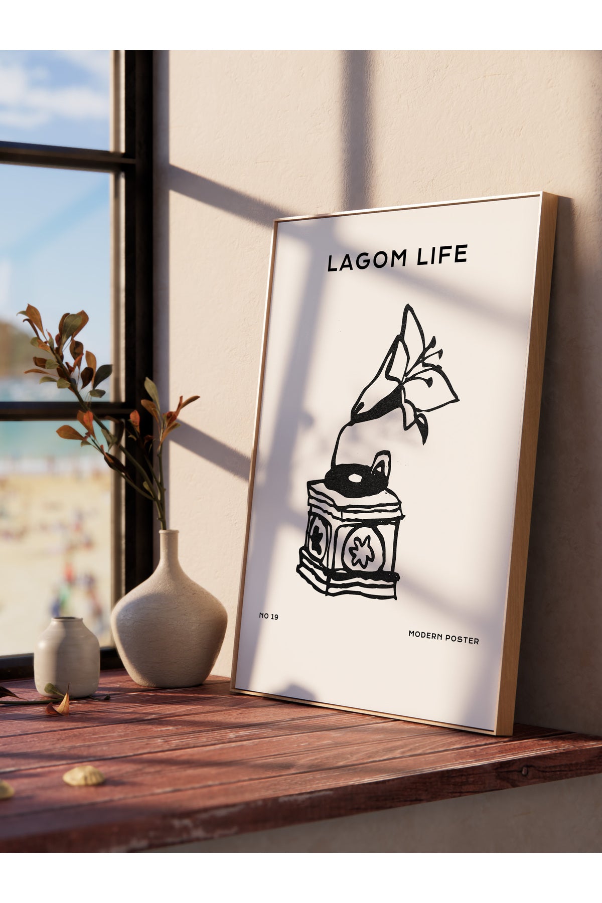 Soft Boho Çerçevesiz Duvar Posteri, İskandinav Temalı Poster - Salon, Mutfak ve Yatak Odası Dekoru