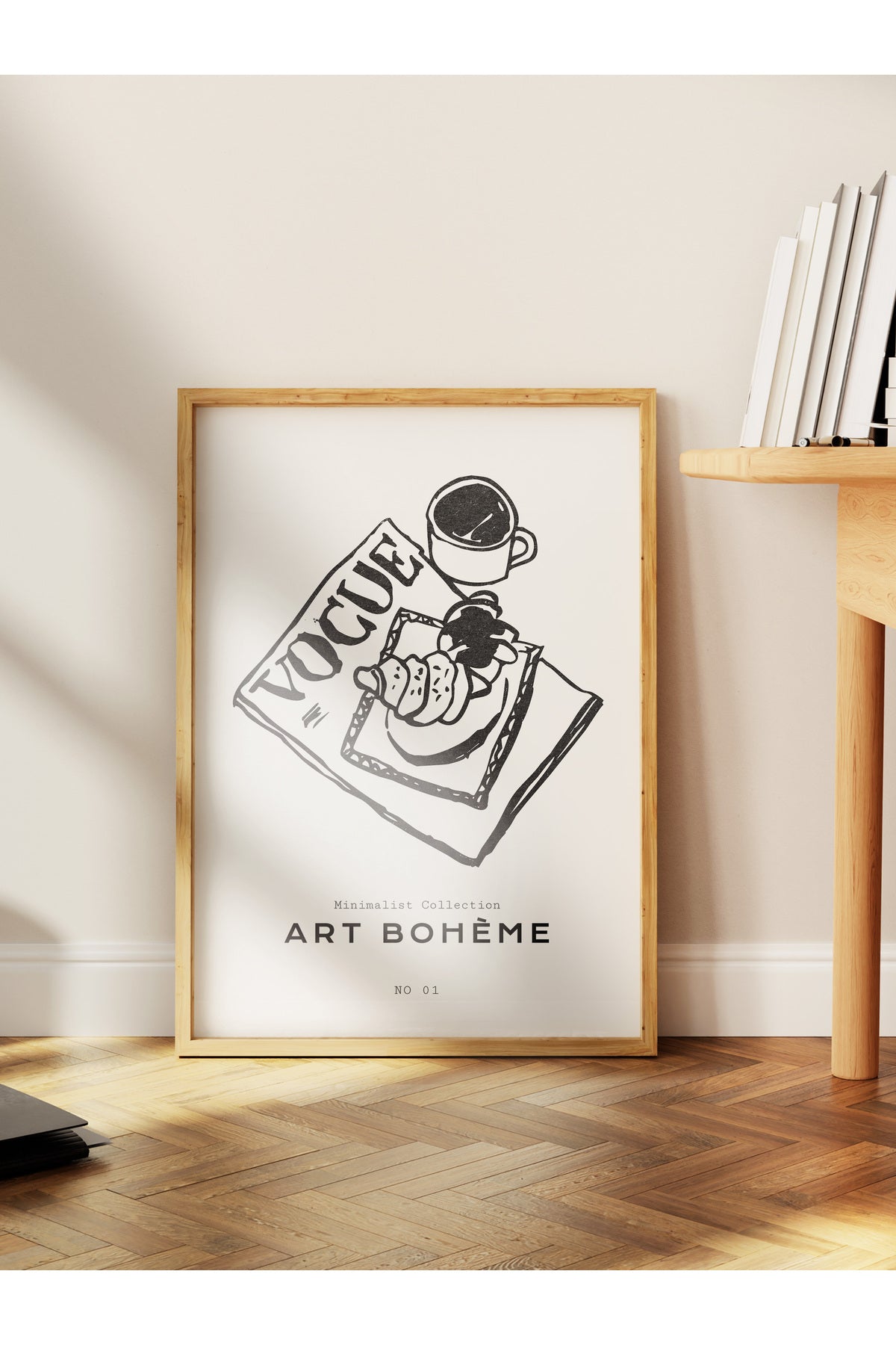 Soft Boho Çerçevesiz Duvar Posteri, İskandinav Temalı Poster - Salon, Mutfak ve Yatak Odası Dekoru