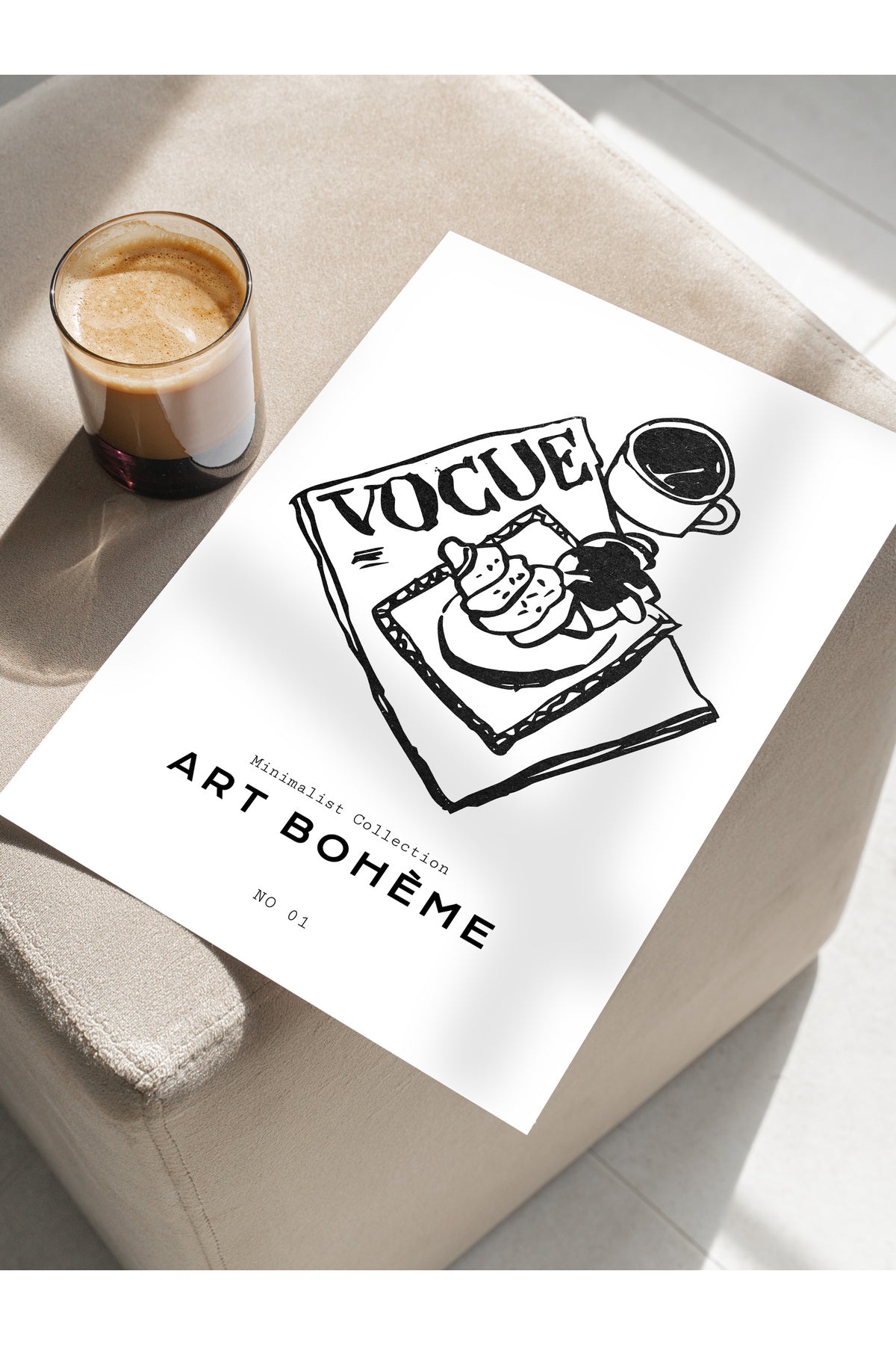 Soft Boho Çerçevesiz Duvar Posteri, İskandinav Temalı Poster - Salon, Mutfak ve Yatak Odası Dekoru