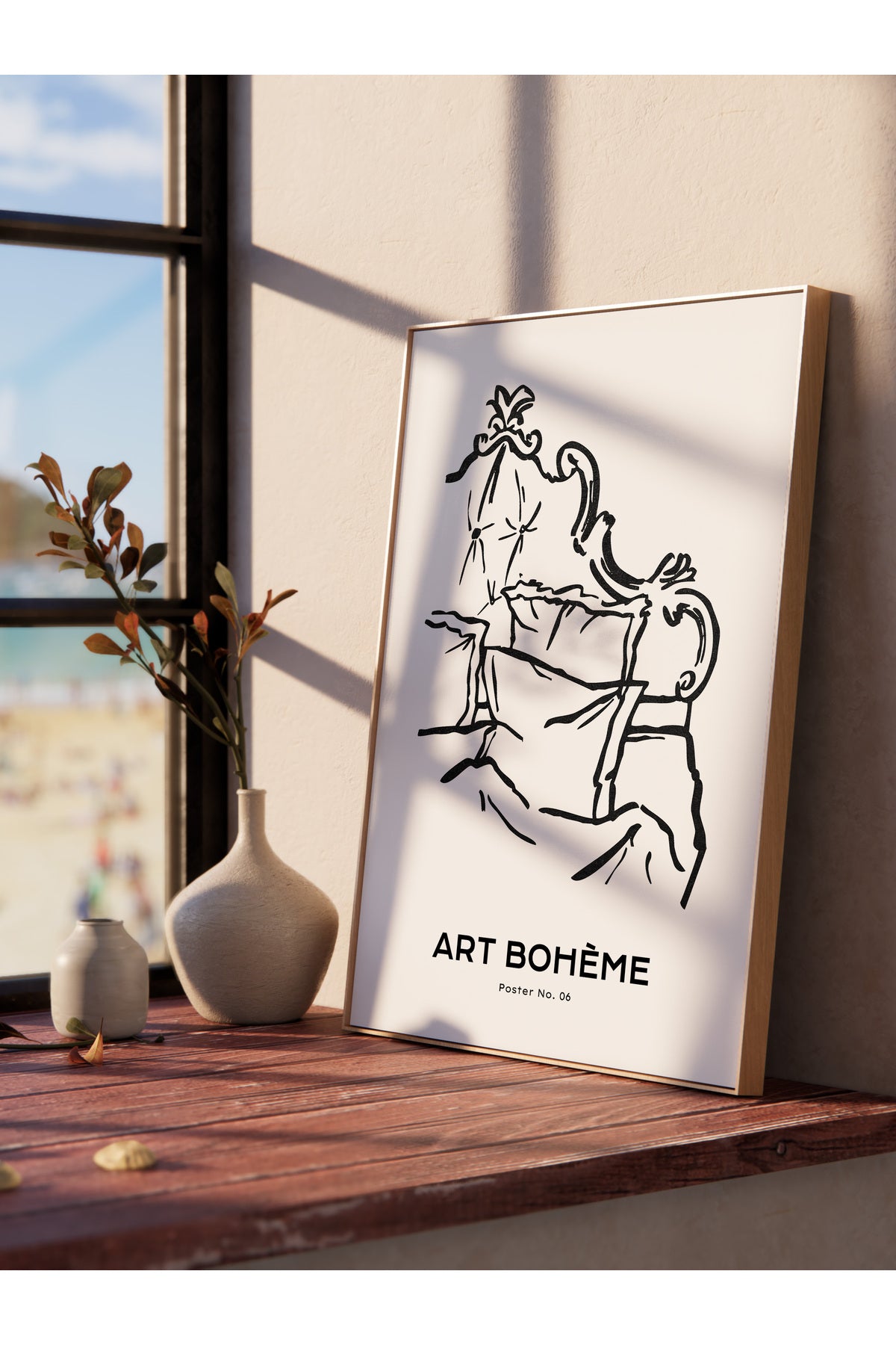 Soft Boho Çerçevesiz Duvar Posteri, İskandinav Temalı Poster - Salon, Mutfak ve Yatak Odası Dekoru