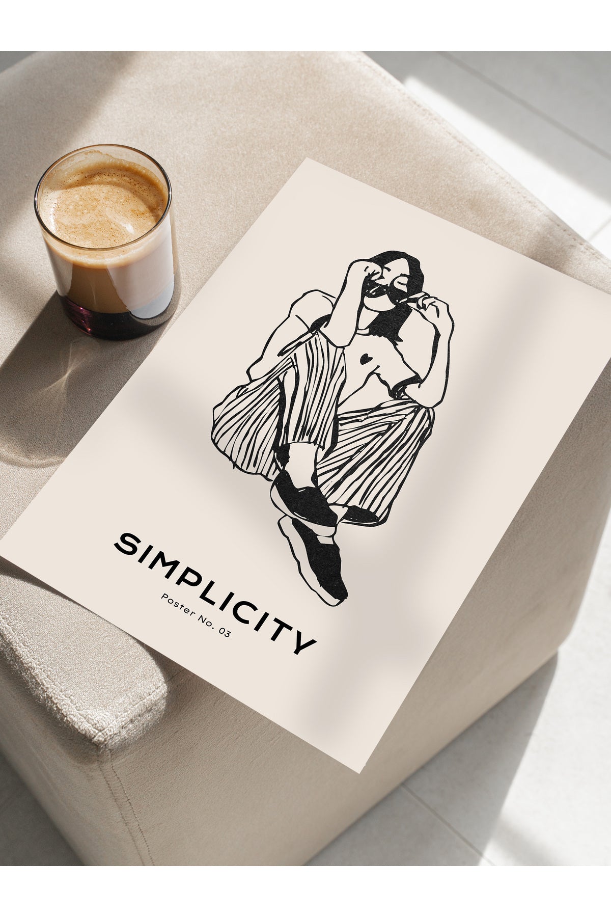 Soft Boho Çerçevesiz Duvar Posteri, İskandinav Temalı Poster - Salon, Mutfak ve Yatak Odası Dekoru