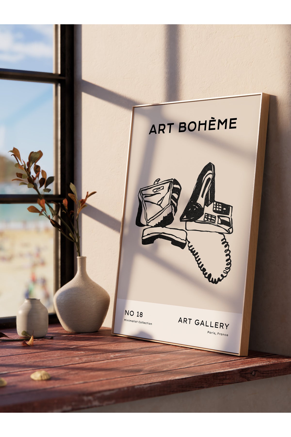 Soft Boho Çerçevesiz Duvar Posteri, İskandinav Temalı Poster - Salon, Mutfak ve Yatak Odası Dekoru