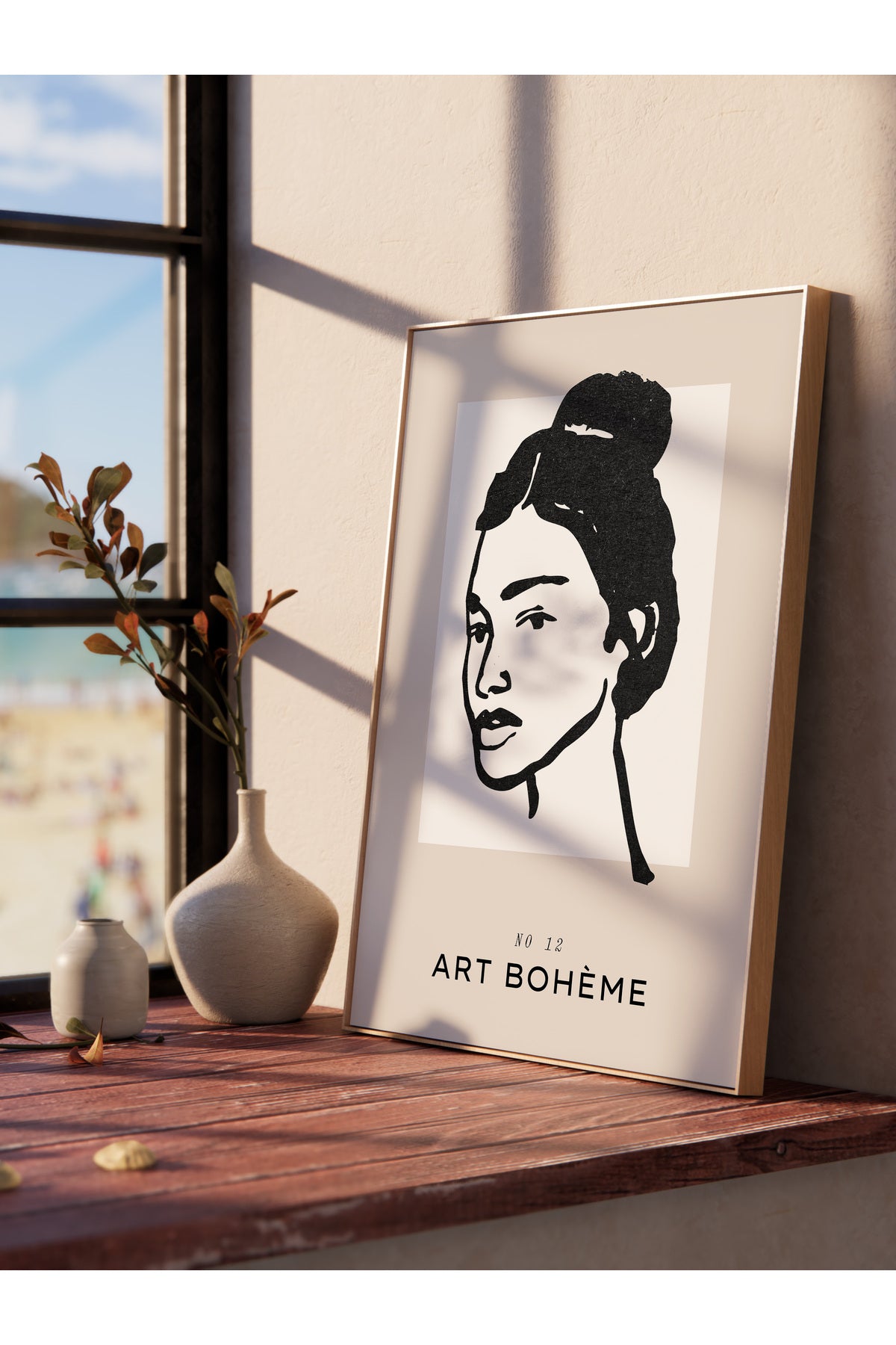 Soft Boho Çerçevesiz Duvar Posteri, İskandinav Temalı Poster - Salon, Mutfak ve Yatak Odası Dekoru