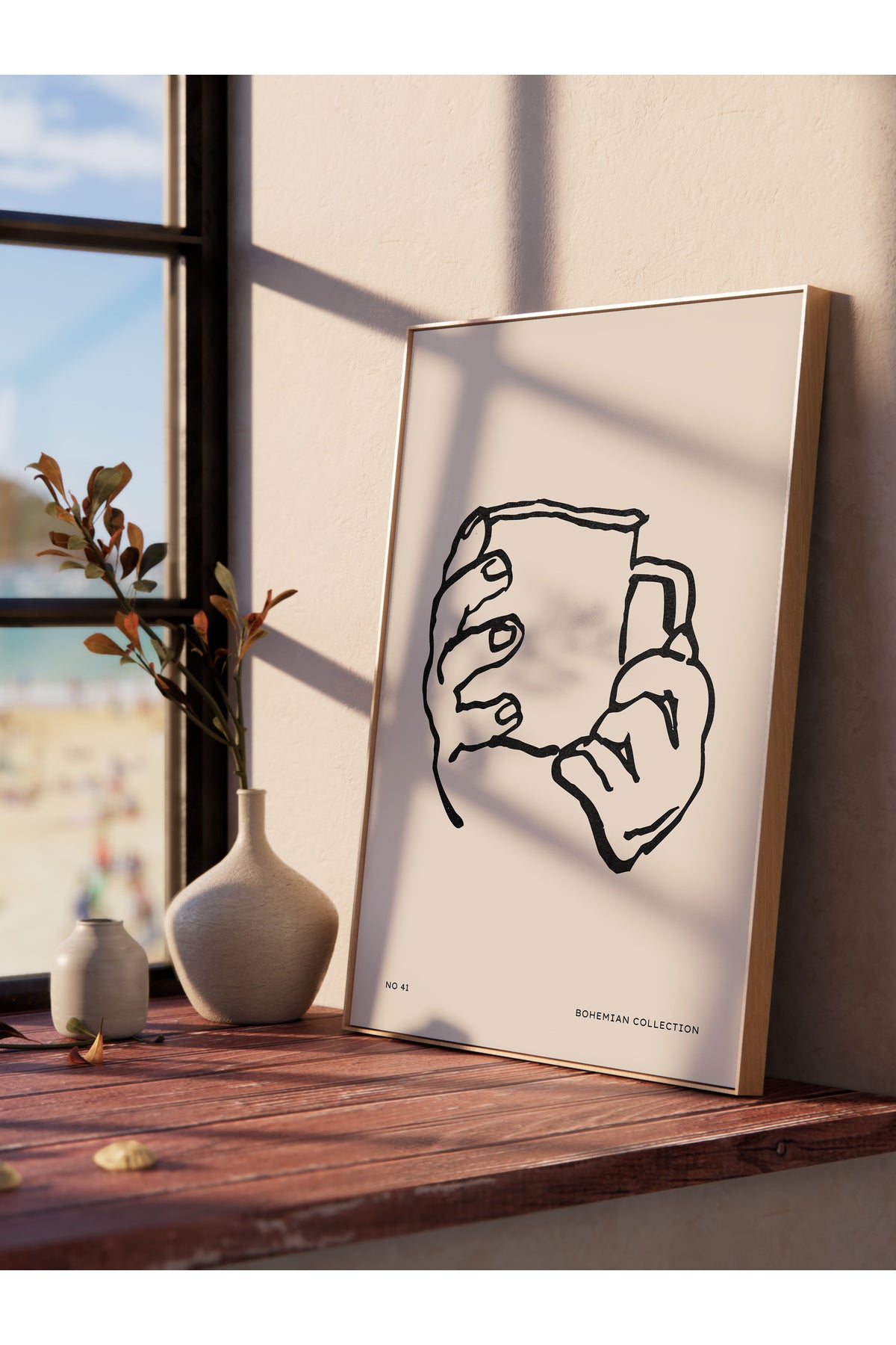 Soft Boho Çerçevesiz Duvar Posteri, İskandinav Temalı Poster - Salon, Mutfak ve Yatak Odası Dekoru