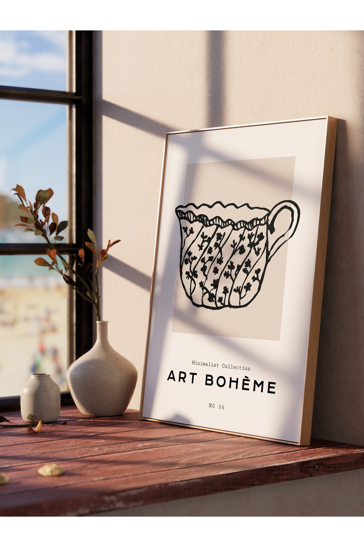 Soft Boho Çerçevesiz Duvar Posteri, İskandinav Temalı Poster - Salon, Mutfak ve Yatak Odası Dekoru
