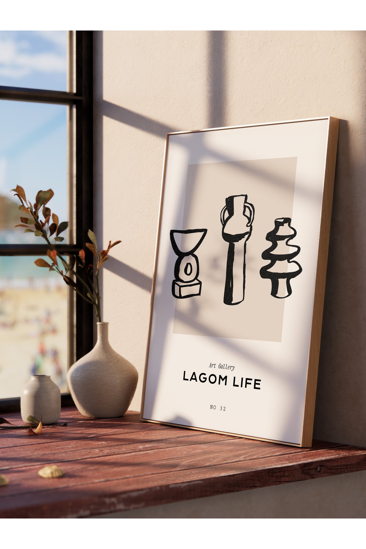 Soft Boho Çerçevesiz Duvar Posteri, İskandinav Temalı Poster - Salon, Mutfak ve Yatak Odası Dekoru