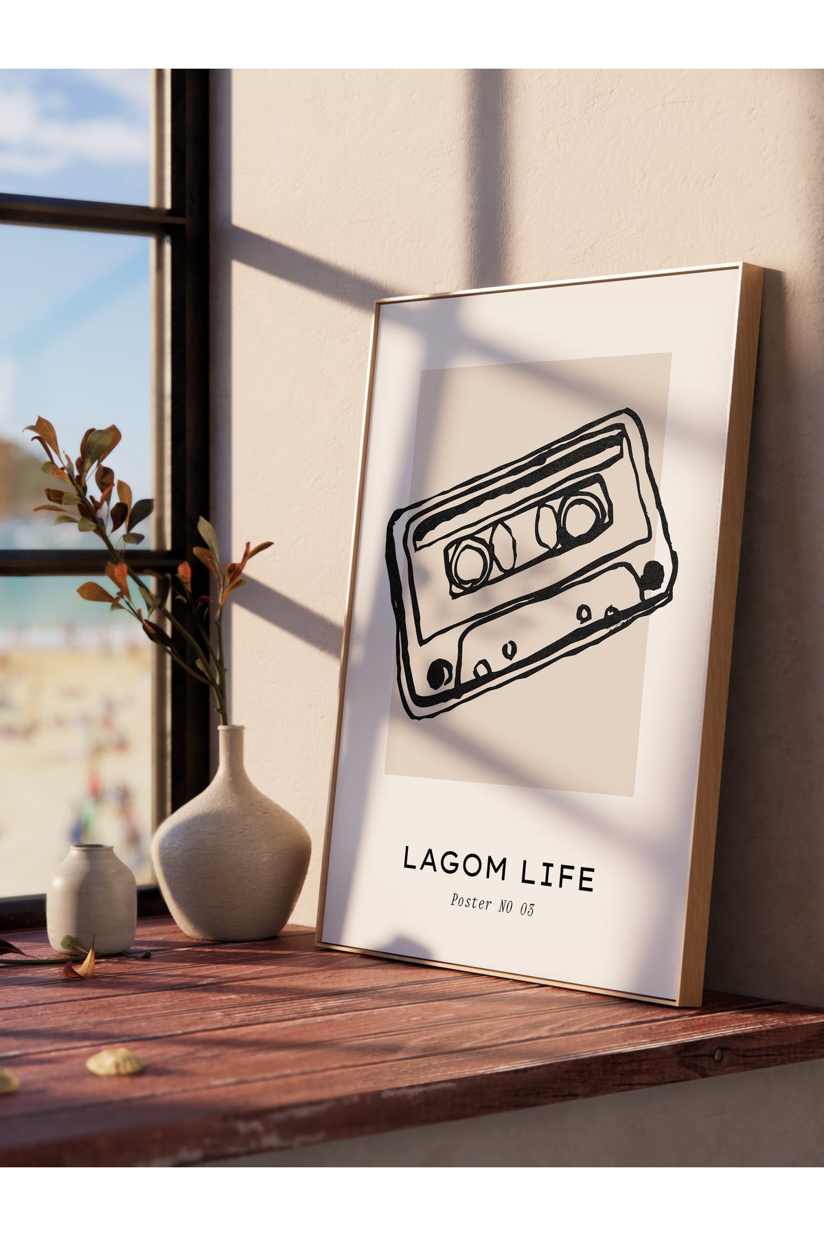 Soft Boho Çerçevesiz Duvar Posteri, İskandinav Temalı Poster - Salon, Mutfak ve Yatak Odası Dekoru