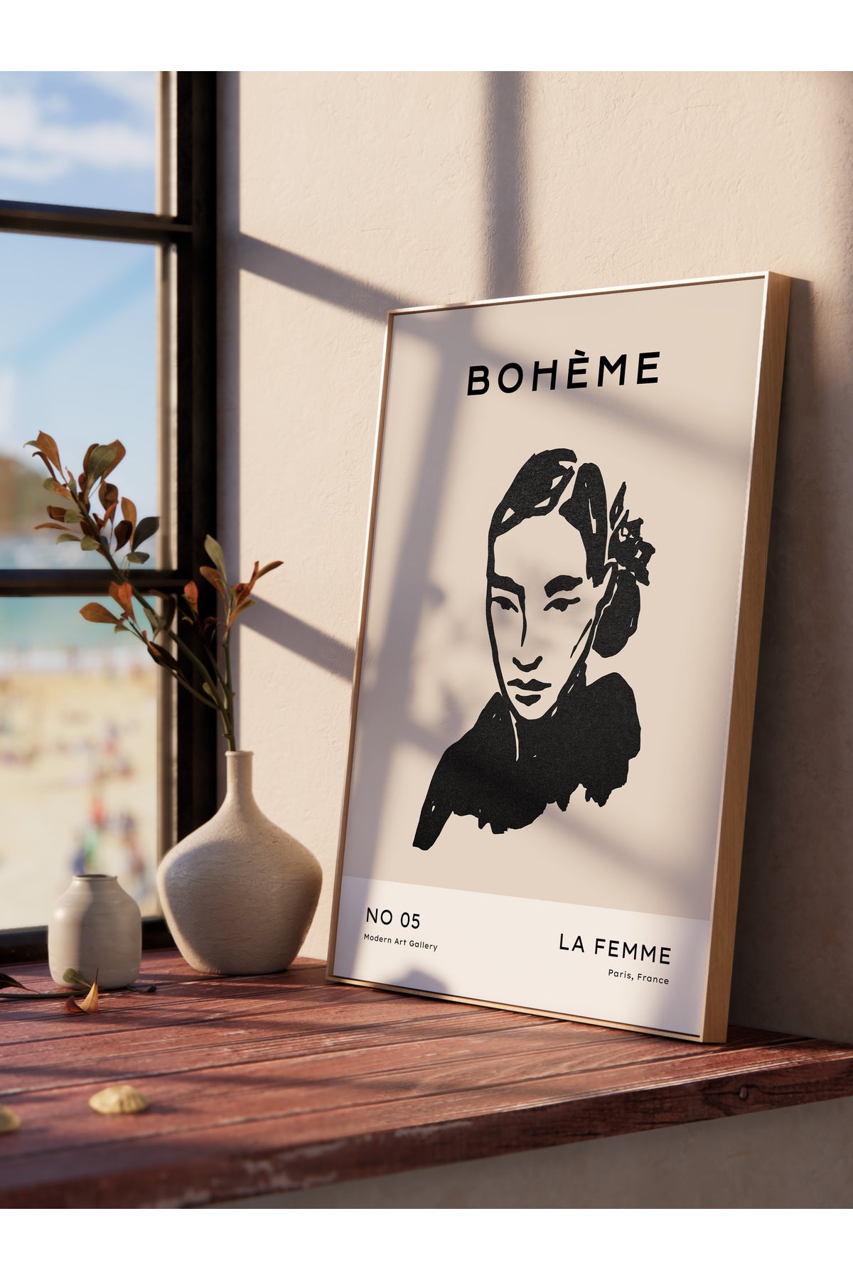 Soft Boho Çerçevesiz Duvar Posteri, İskandinav Temalı Poster - Salon, Mutfak ve Yatak Odası Dekoru