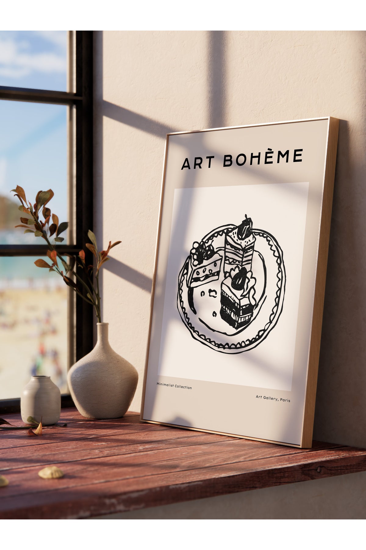 Soft Boho Çerçevesiz Duvar Posteri, İskandinav Temalı Poster - Salon, Mutfak ve Yatak Odası Dekoru