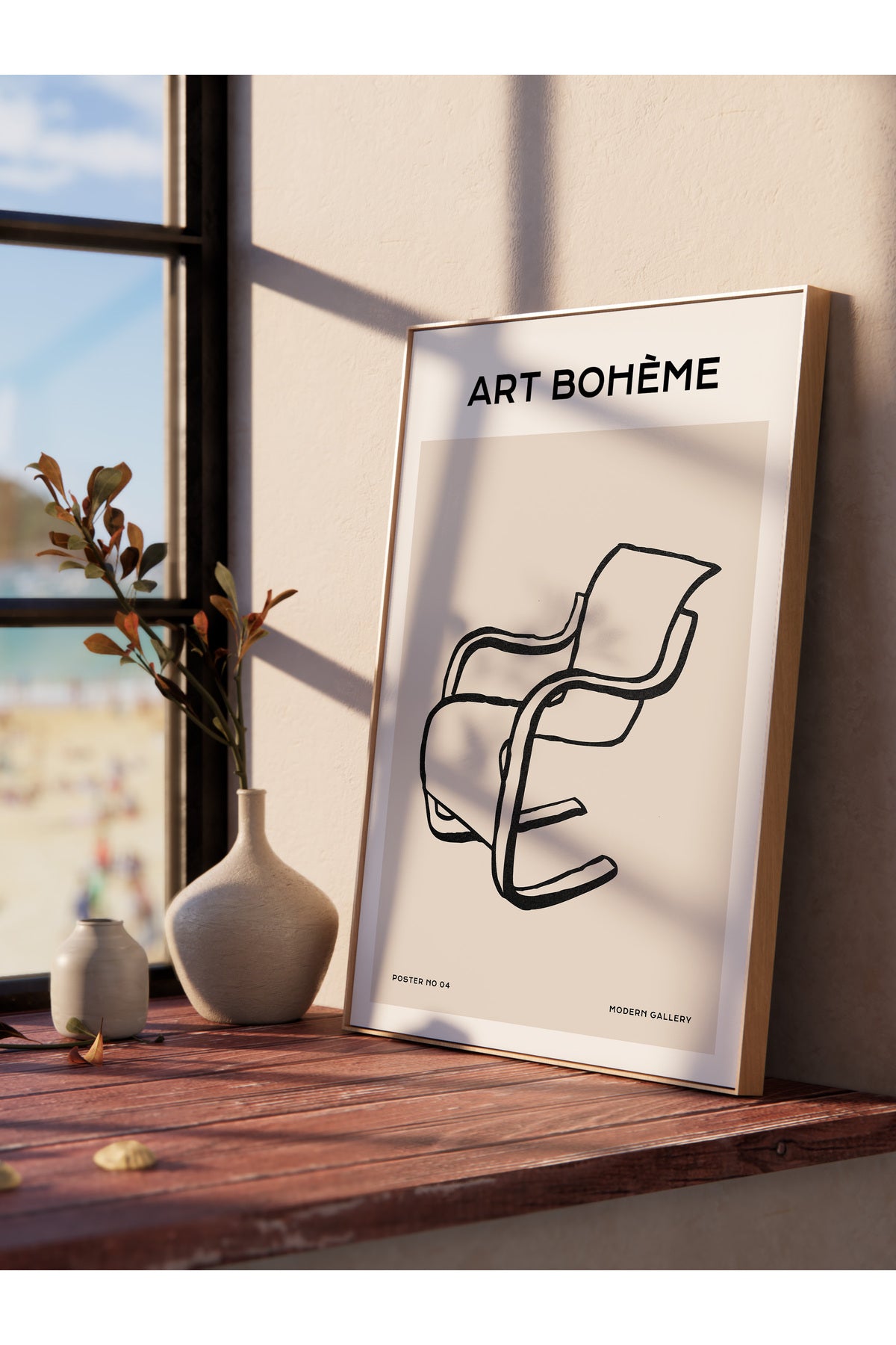 Soft Boho Çerçevesiz Duvar Posteri, İskandinav Temalı Poster - Salon, Mutfak ve Yatak Odası Dekoru