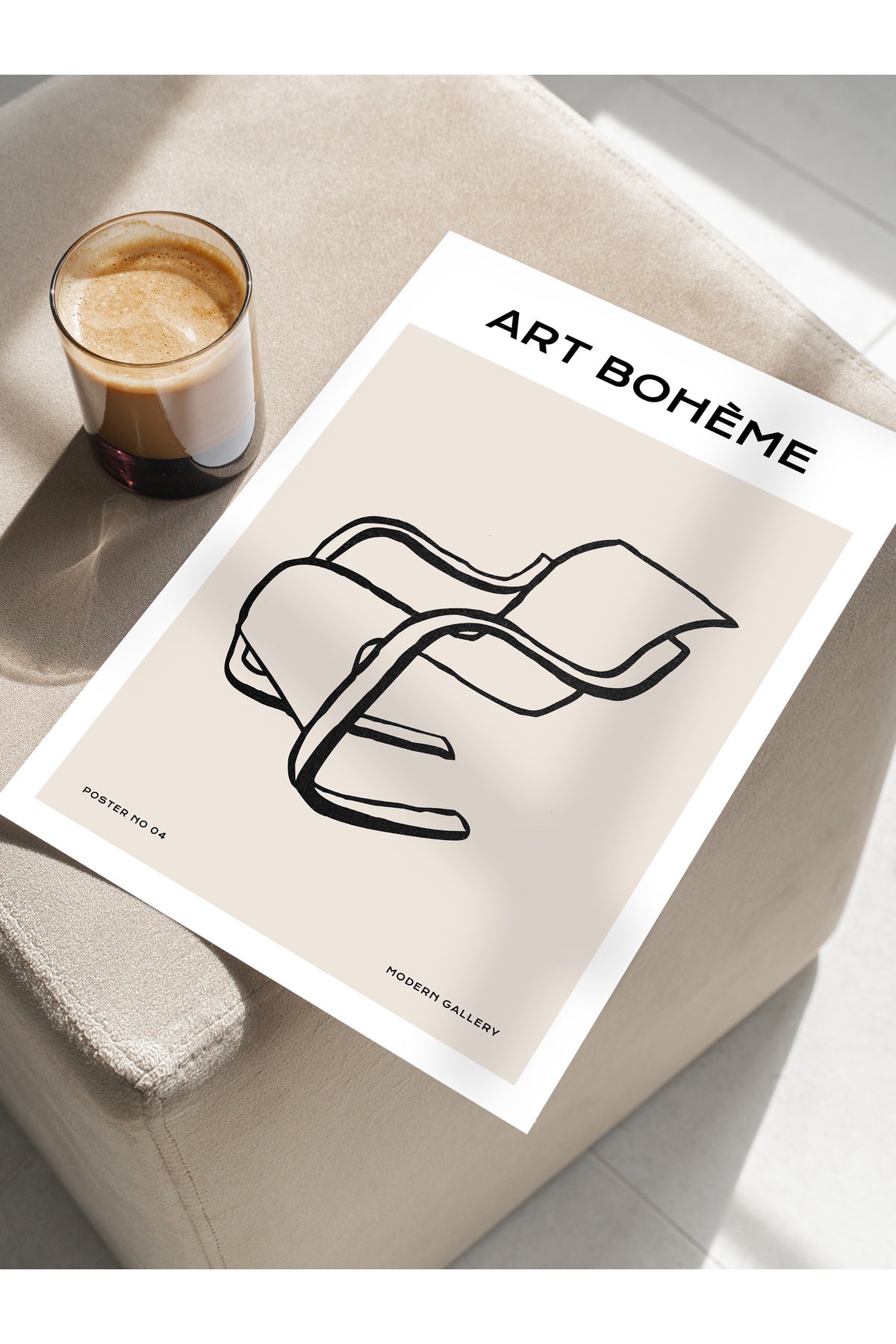 Soft Boho Çerçevesiz Duvar Posteri, İskandinav Temalı Poster - Salon, Mutfak ve Yatak Odası Dekoru