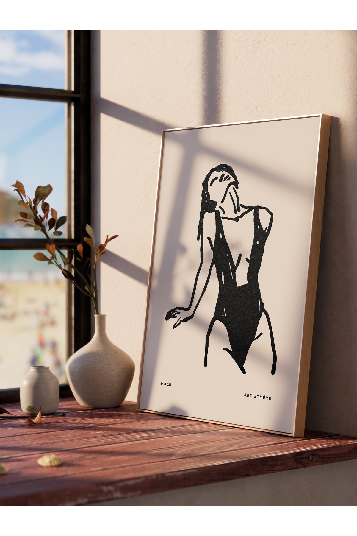 Soft Boho Çerçevesiz Duvar Posteri, İskandinav Temalı Poster - Salon, Mutfak ve Yatak Odası Dekoru