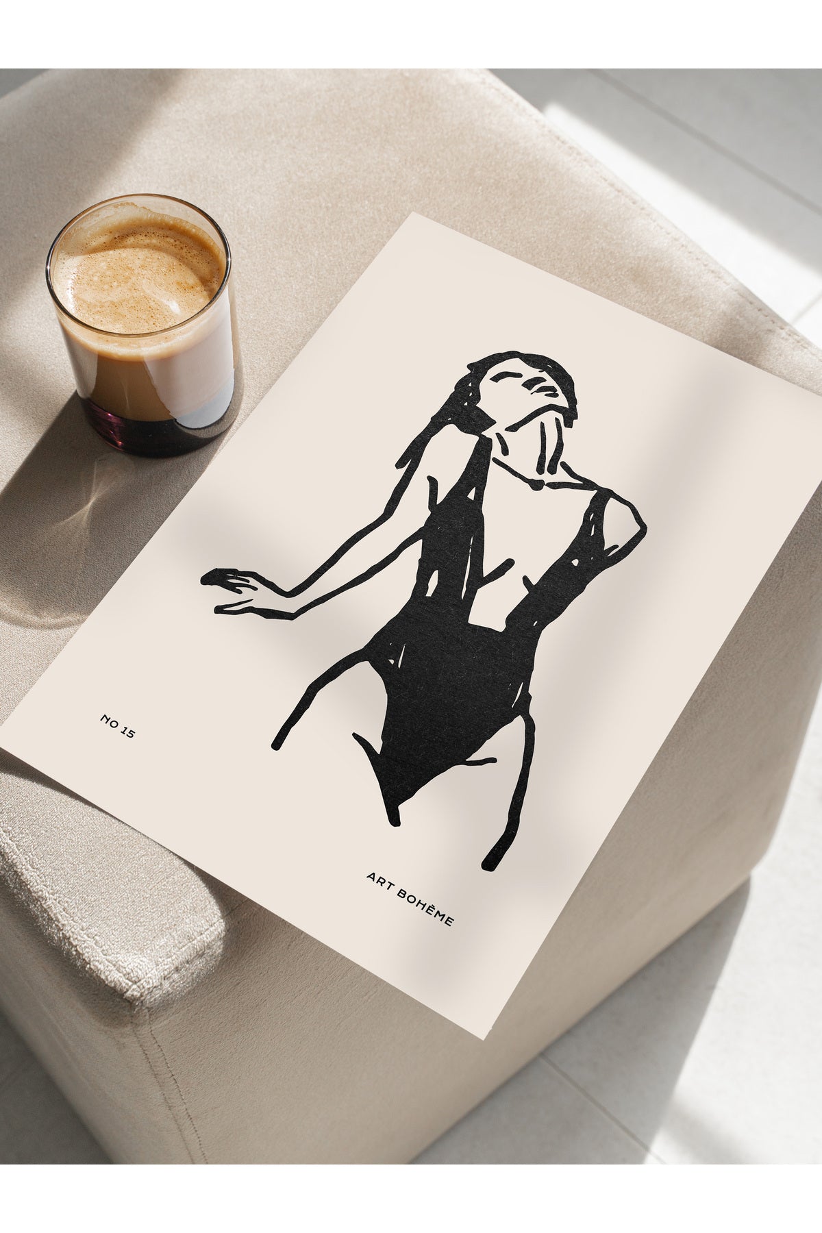 Soft Boho Çerçevesiz Duvar Posteri, İskandinav Temalı Poster - Salon, Mutfak ve Yatak Odası Dekoru