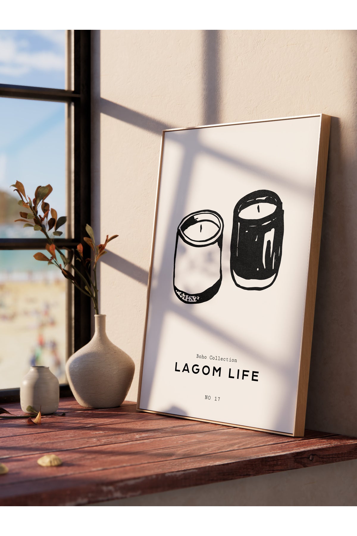 Soft Boho Çerçevesiz Duvar Posteri, İskandinav Temalı Poster - Salon, Mutfak ve Yatak Odası Dekoru