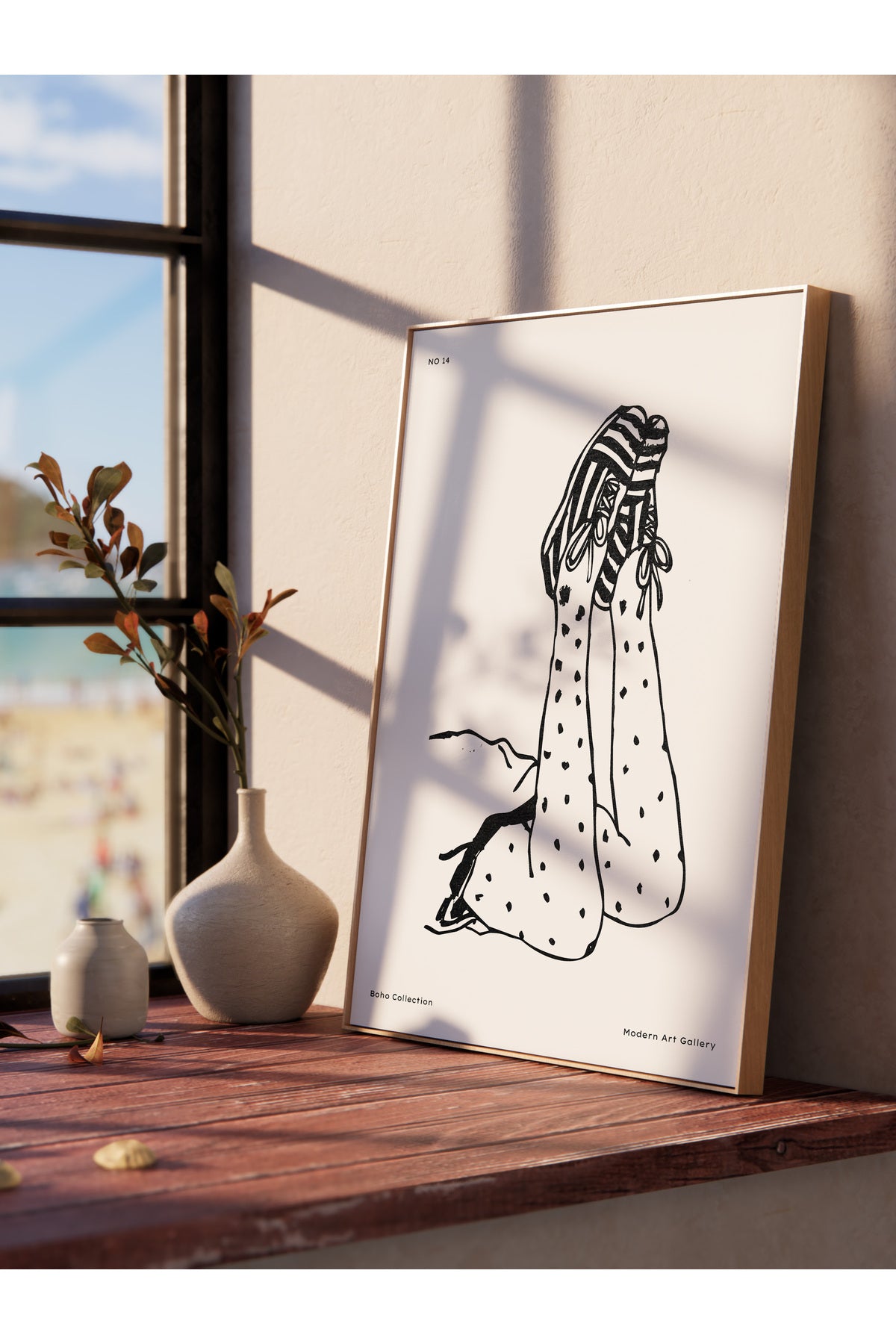 Soft Boho Çerçevesiz Duvar Posteri, İskandinav Temalı Poster - Salon, Mutfak ve Yatak Odası Dekoru