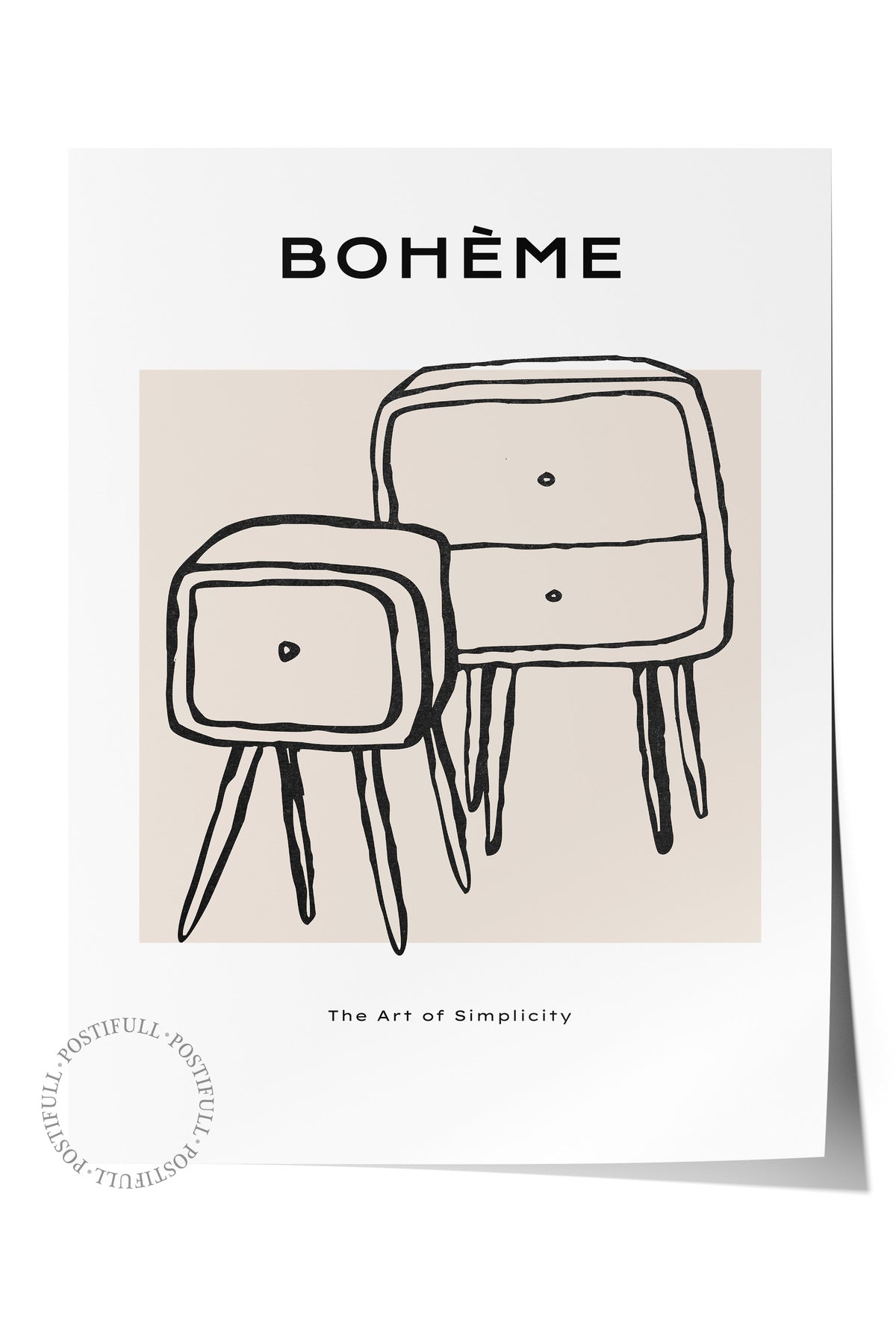 Soft Boho Çerçevesiz Duvar Posteri, İskandinav Temalı Poster - Salon, Mutfak ve Yatak Odası Dekoru