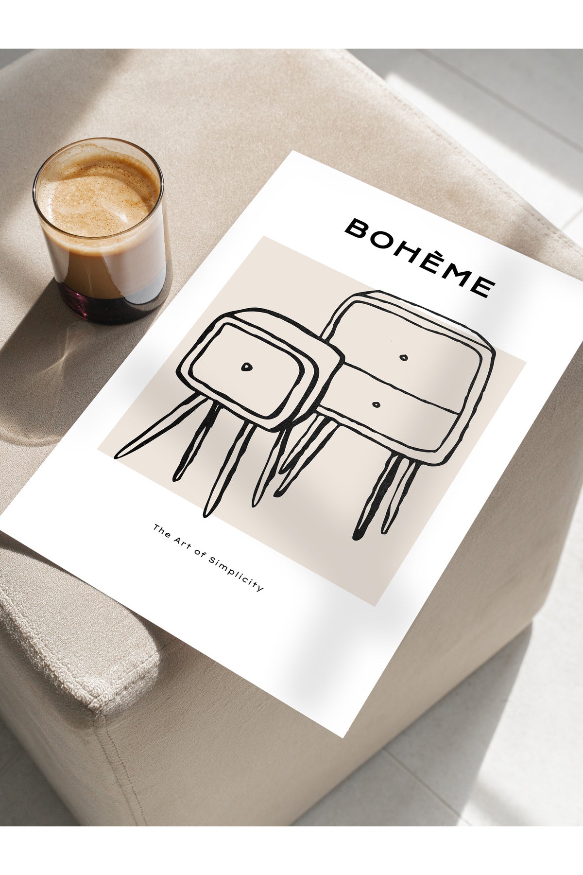 Soft Boho Çerçevesiz Duvar Posteri, İskandinav Temalı Poster - Salon, Mutfak ve Yatak Odası Dekoru