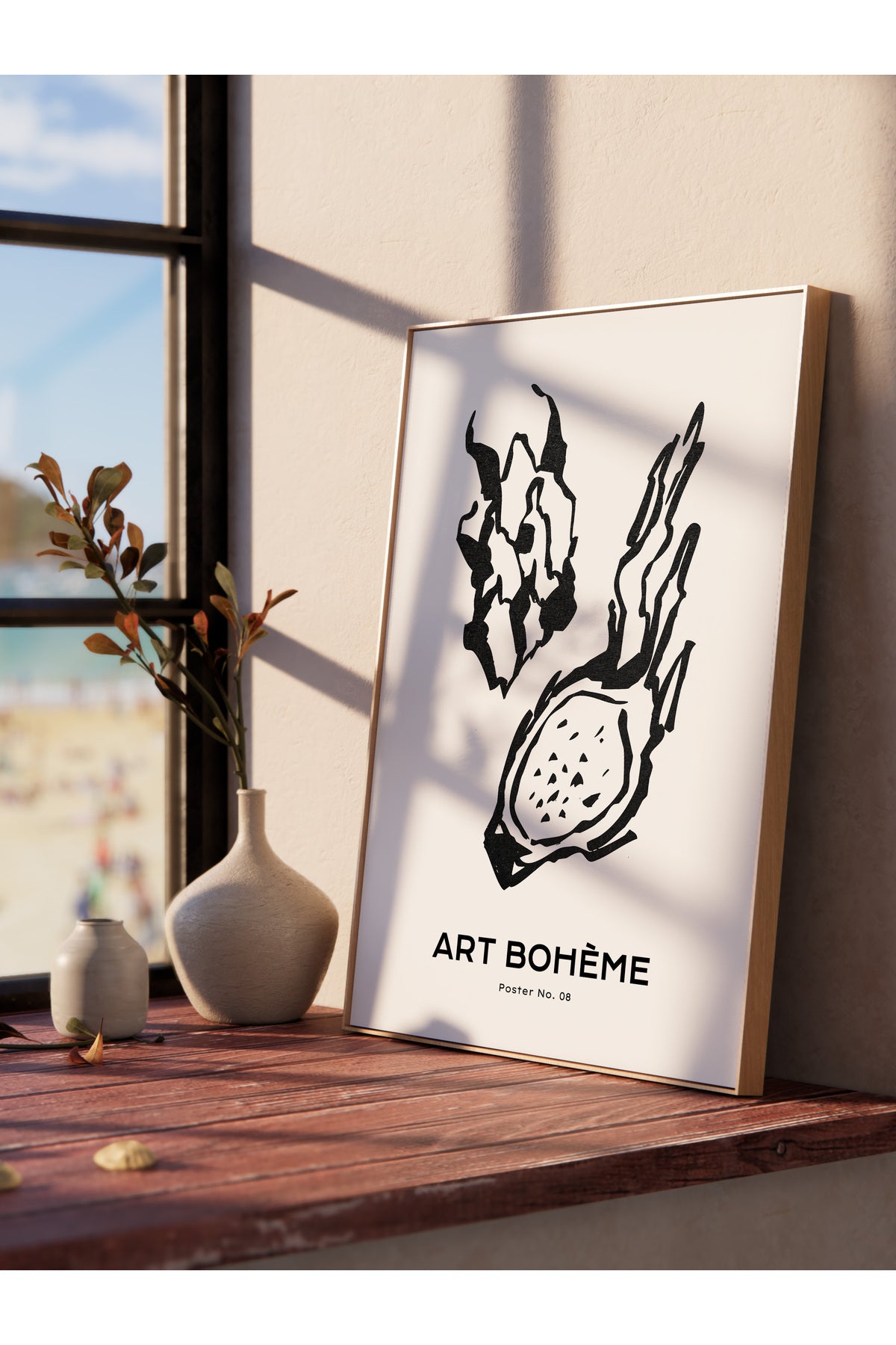 Soft Boho Çerçevesiz Duvar Posteri, İskandinav Temalı Poster - Salon, Mutfak ve Yatak Odası Dekoru