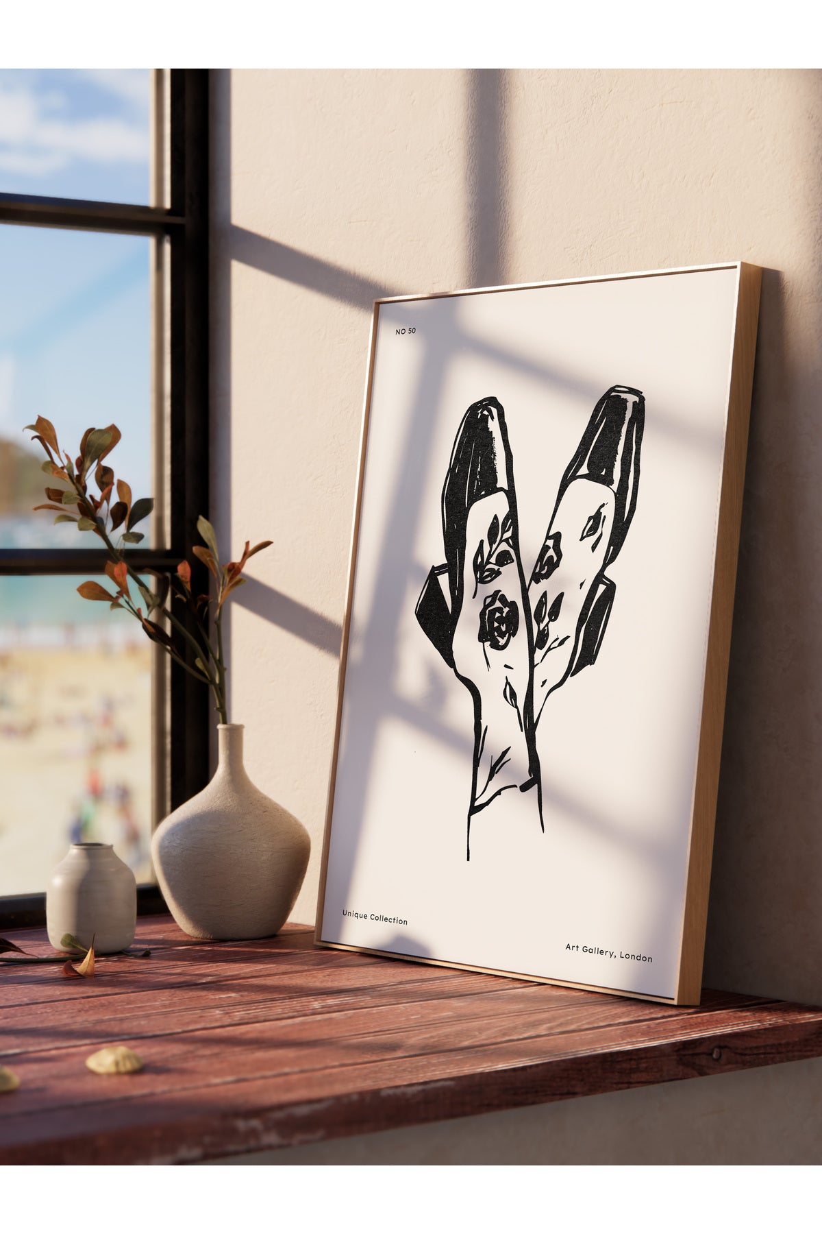 Soft Boho Çerçevesiz Duvar Posteri, İskandinav Temalı Poster - Salon, Mutfak ve Yatak Odası Dekoru