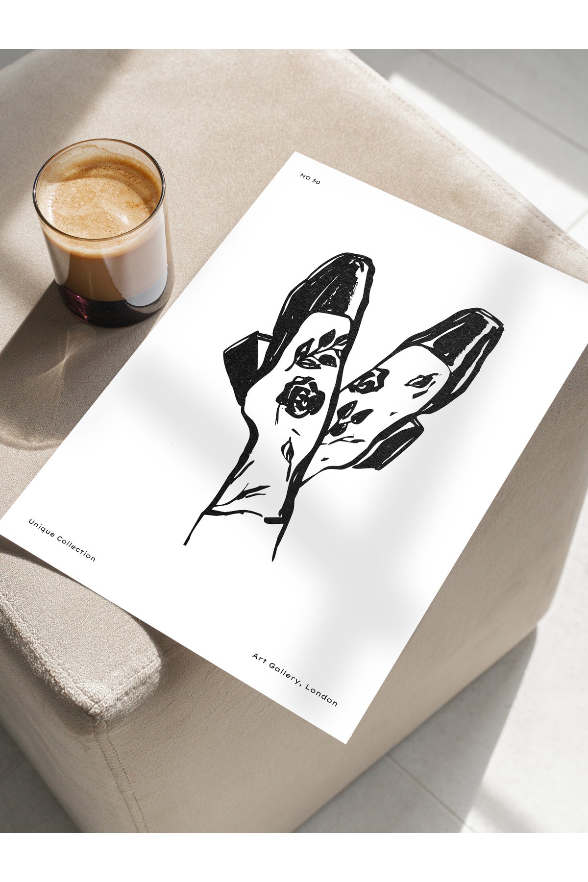 Soft Boho Çerçevesiz Duvar Posteri, İskandinav Temalı Poster - Salon, Mutfak ve Yatak Odası Dekoru