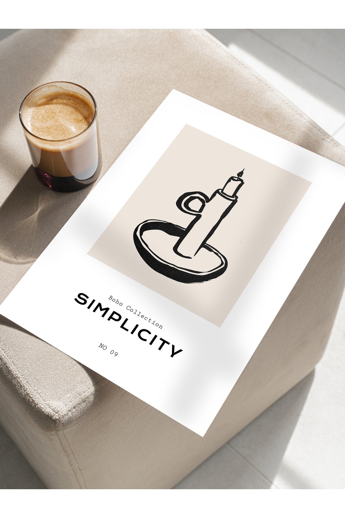 Soft Boho Çerçevesiz Duvar Posteri, İskandinav Temalı Poster - Salon, Mutfak ve Yatak Odası Dekoru