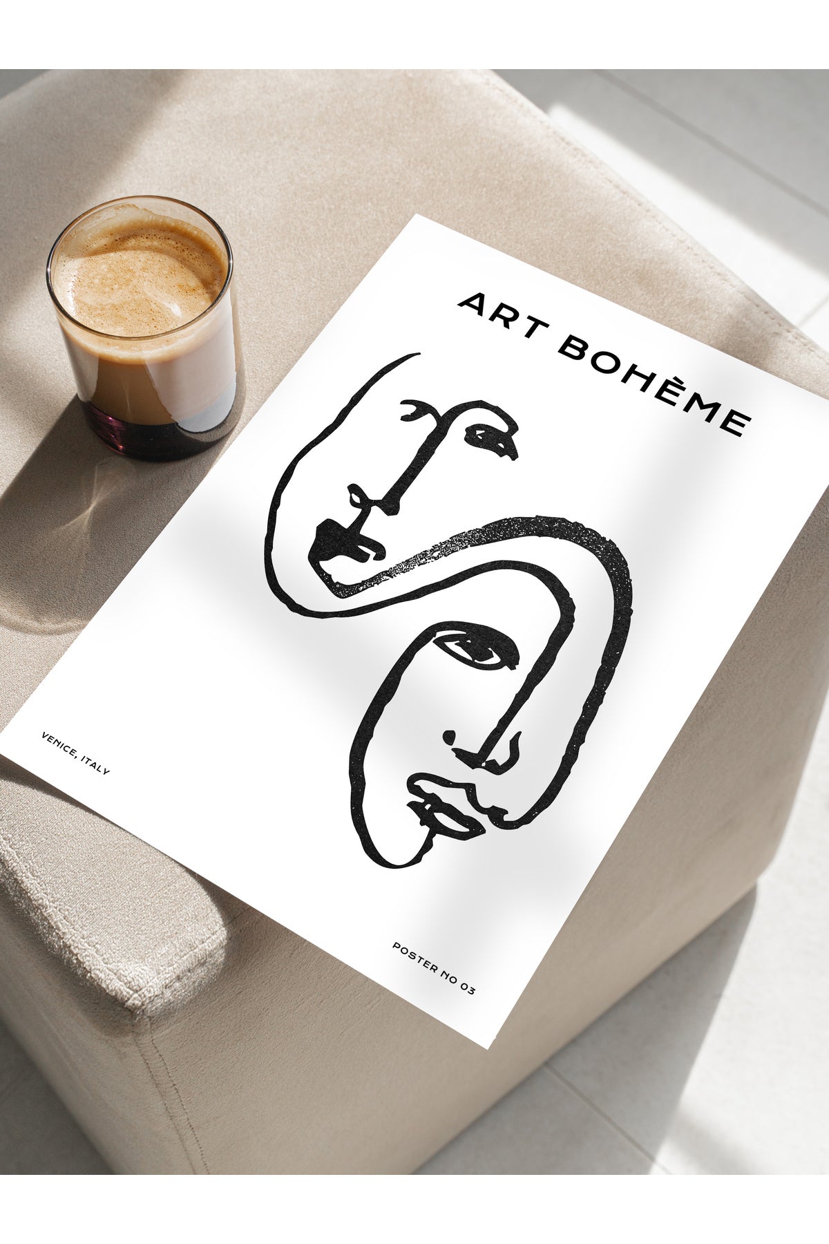 Soft Boho Çerçevesiz Duvar Posteri, İskandinav Temalı Poster - Salon, Mutfak ve Yatak Odası Dekoru