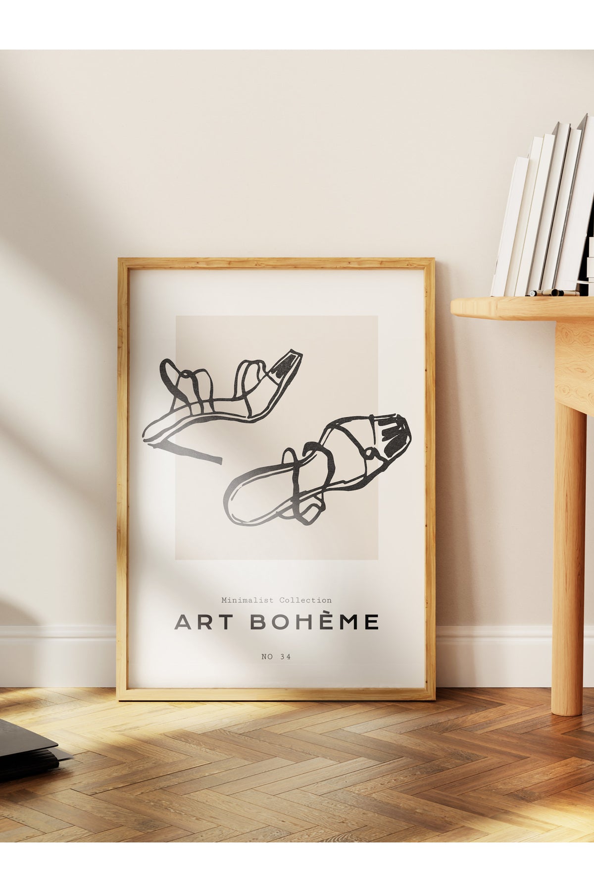 Soft Boho Çerçevesiz Duvar Posteri, İskandinav Temalı Poster - Salon, Mutfak ve Yatak Odası Dekoru