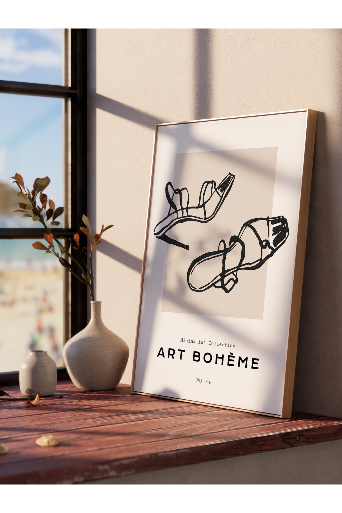 Soft Boho Çerçevesiz Duvar Posteri, İskandinav Temalı Poster - Salon, Mutfak ve Yatak Odası Dekoru