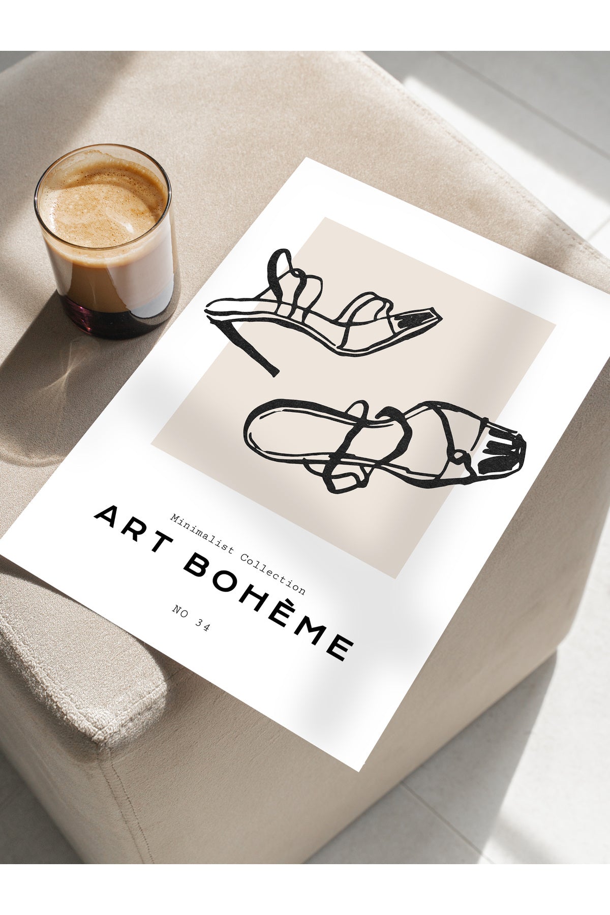 Soft Boho Çerçevesiz Duvar Posteri, İskandinav Temalı Poster - Salon, Mutfak ve Yatak Odası Dekoru