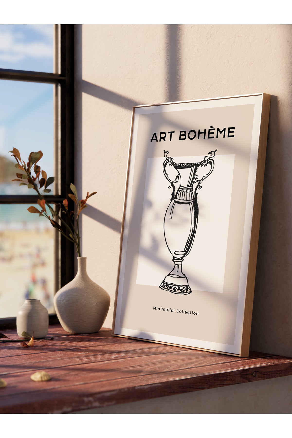 Soft Boho Çerçevesiz Duvar Posteri, İskandinav Temalı Poster - Salon, Mutfak ve Yatak Odası Dekoru