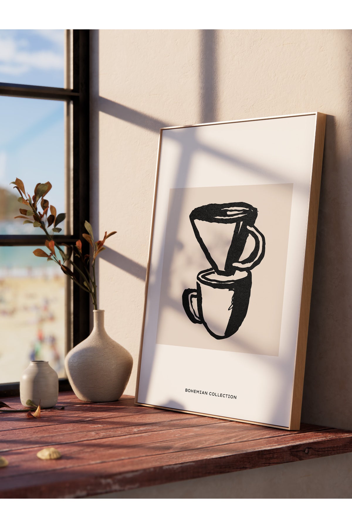 Soft Boho Çerçevesiz Duvar Posteri, İskandinav Temalı Poster - Salon, Mutfak ve Yatak Odası Dekoru