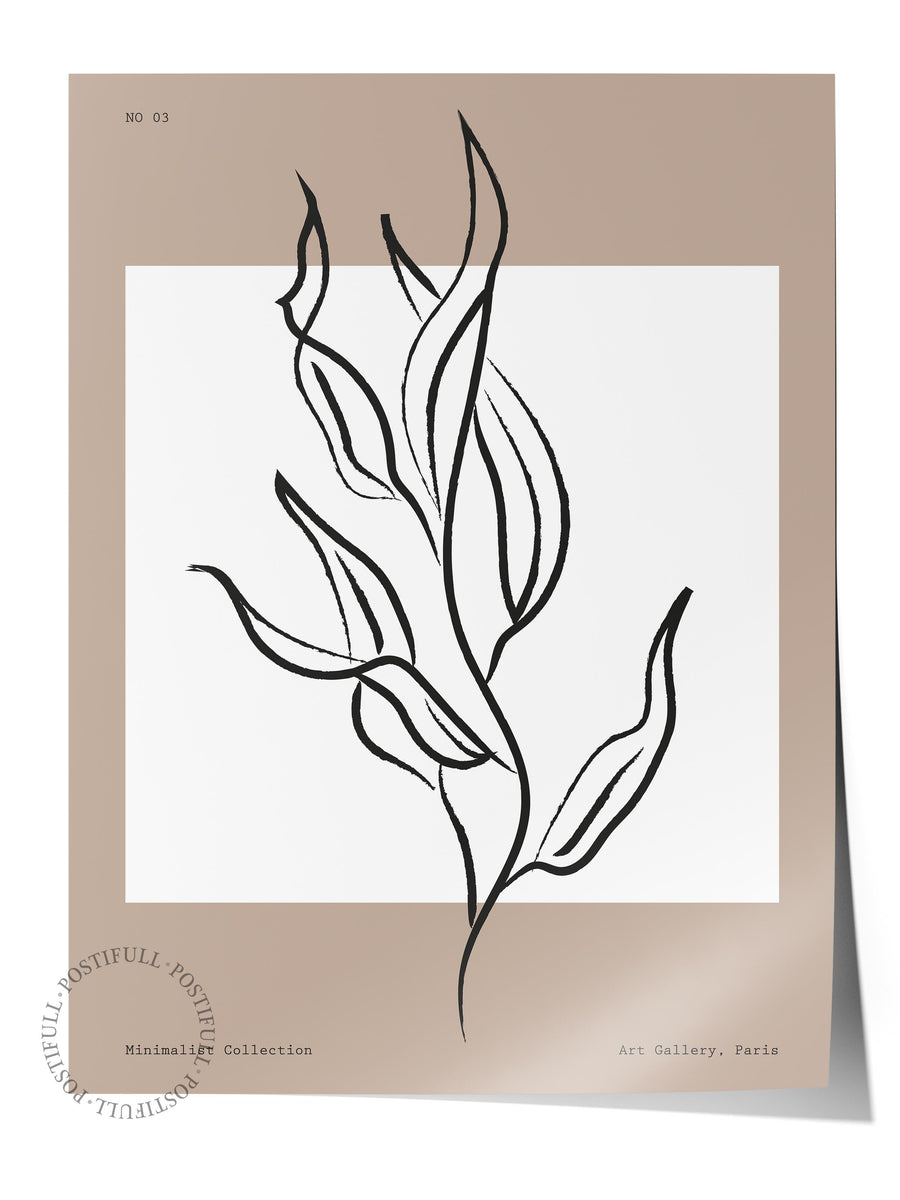 Minimalist Yaprak Çizimi Bohem & Boho Çerçevesiz Poster