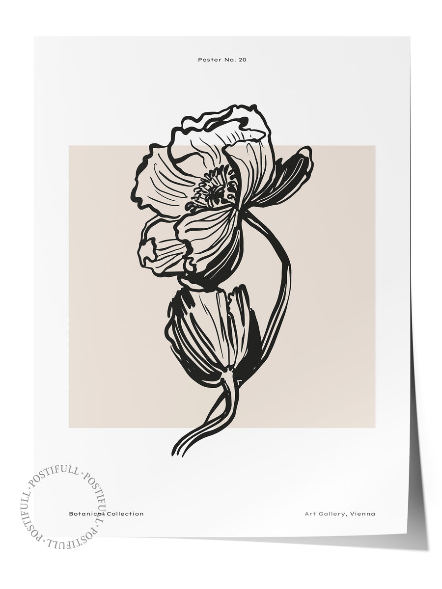 Farklı Tonlarda Çiçek Çizimi Bohem & Boho Çerçevesiz Poster