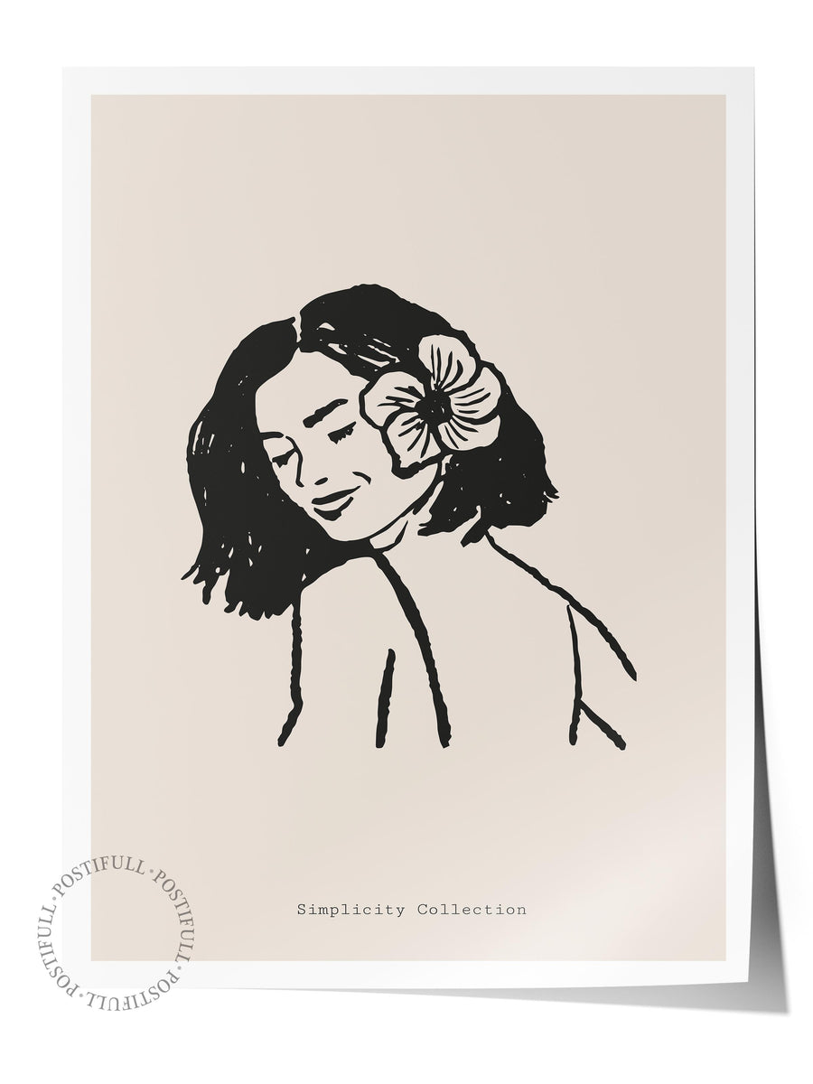 Kadın Portresi Çizimi Bohem & Boho Çerçevesiz Poster