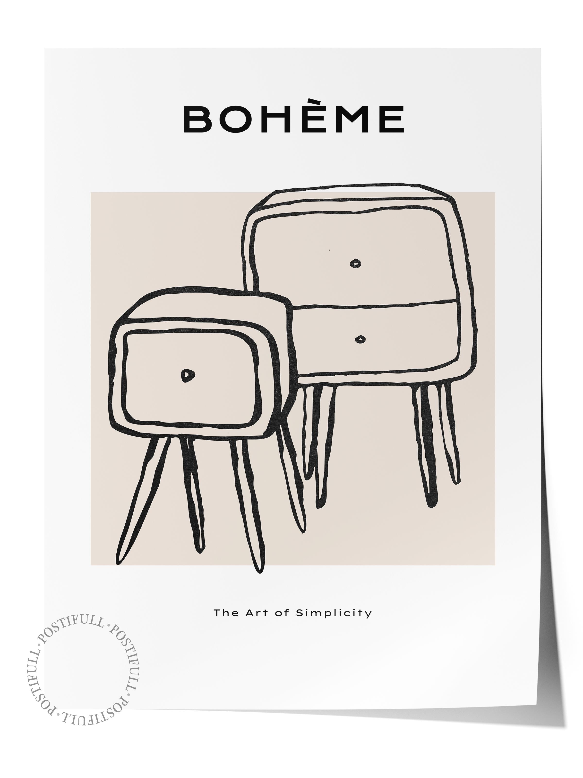 Soft Boho Çerçevesiz Duvar Posteri, İskandinav Temalı Poster - Salon, Mutfak ve Yatak Odası Dekoru