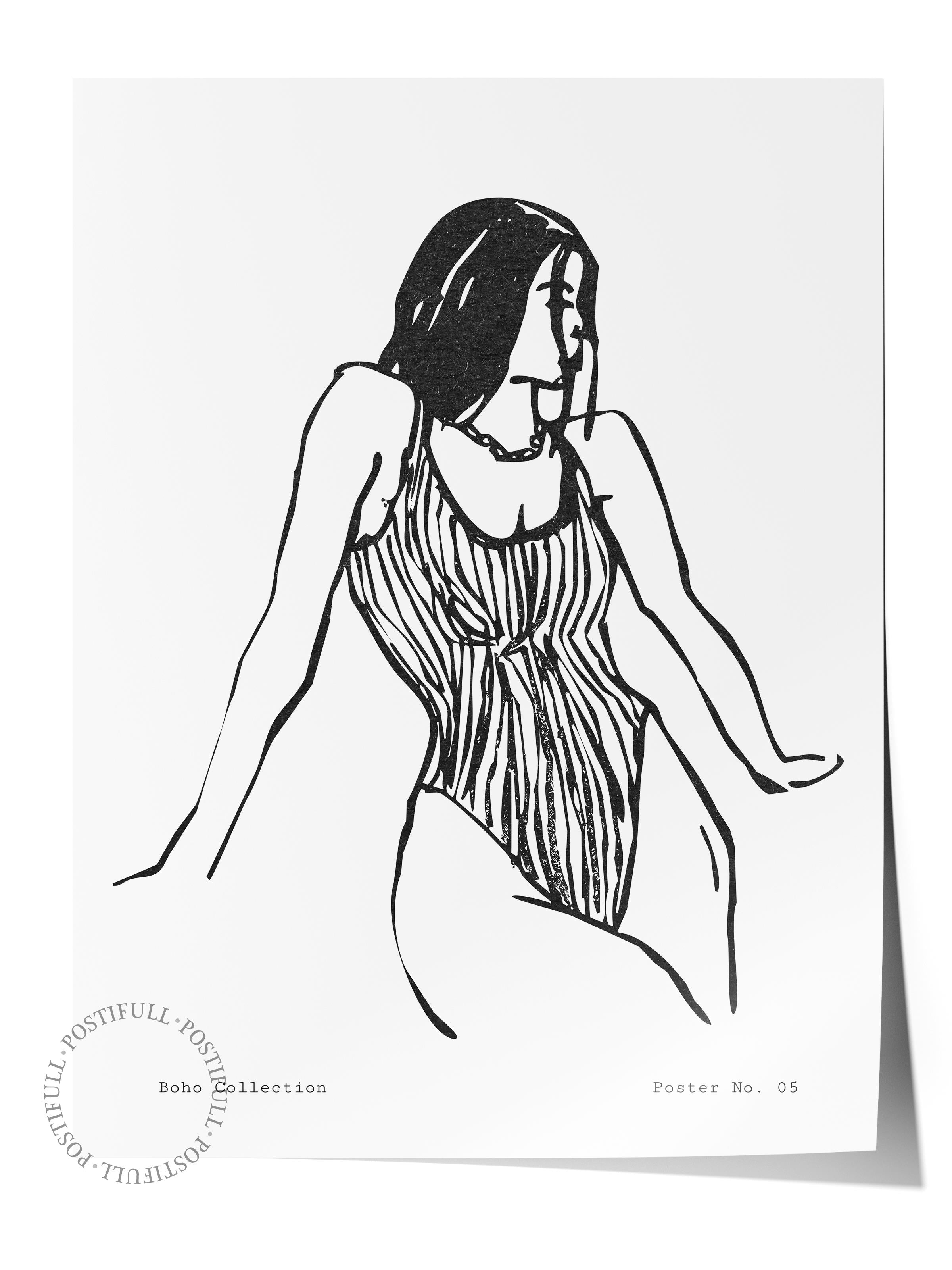 Soft Boho Çerçevesiz Duvar Posteri, İskandinav Temalı Poster - Salon, Mutfak ve Yatak Odası Dekoru