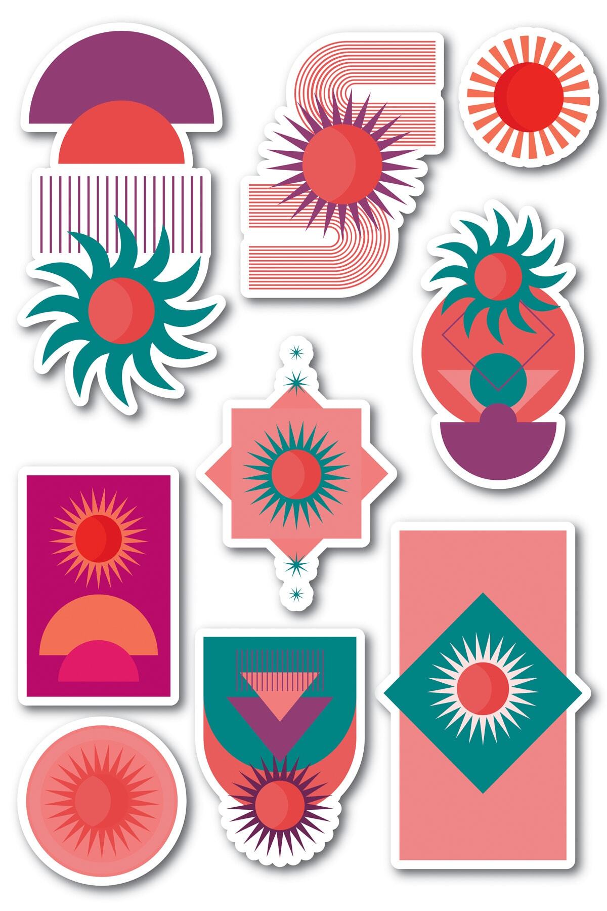 Soft Boho Temalı Sticker Seti - 10 Adet Etiket Seti- Telefon, Tablet, Defter Laptop Uyumlu Etiket