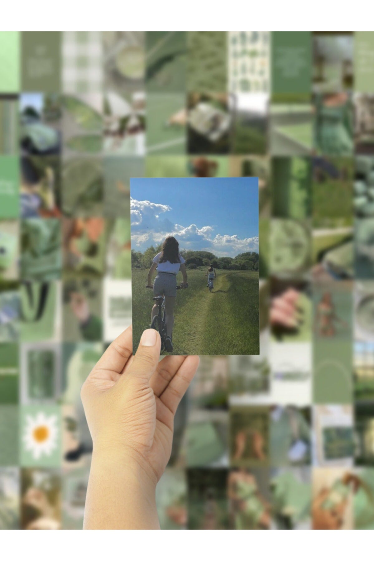 Soft Yeşil Poster Seti - Arkası Yapışkanlı Kolaj Seti - 130 Adet - Vintage Poster Seti - 10cm*15cm