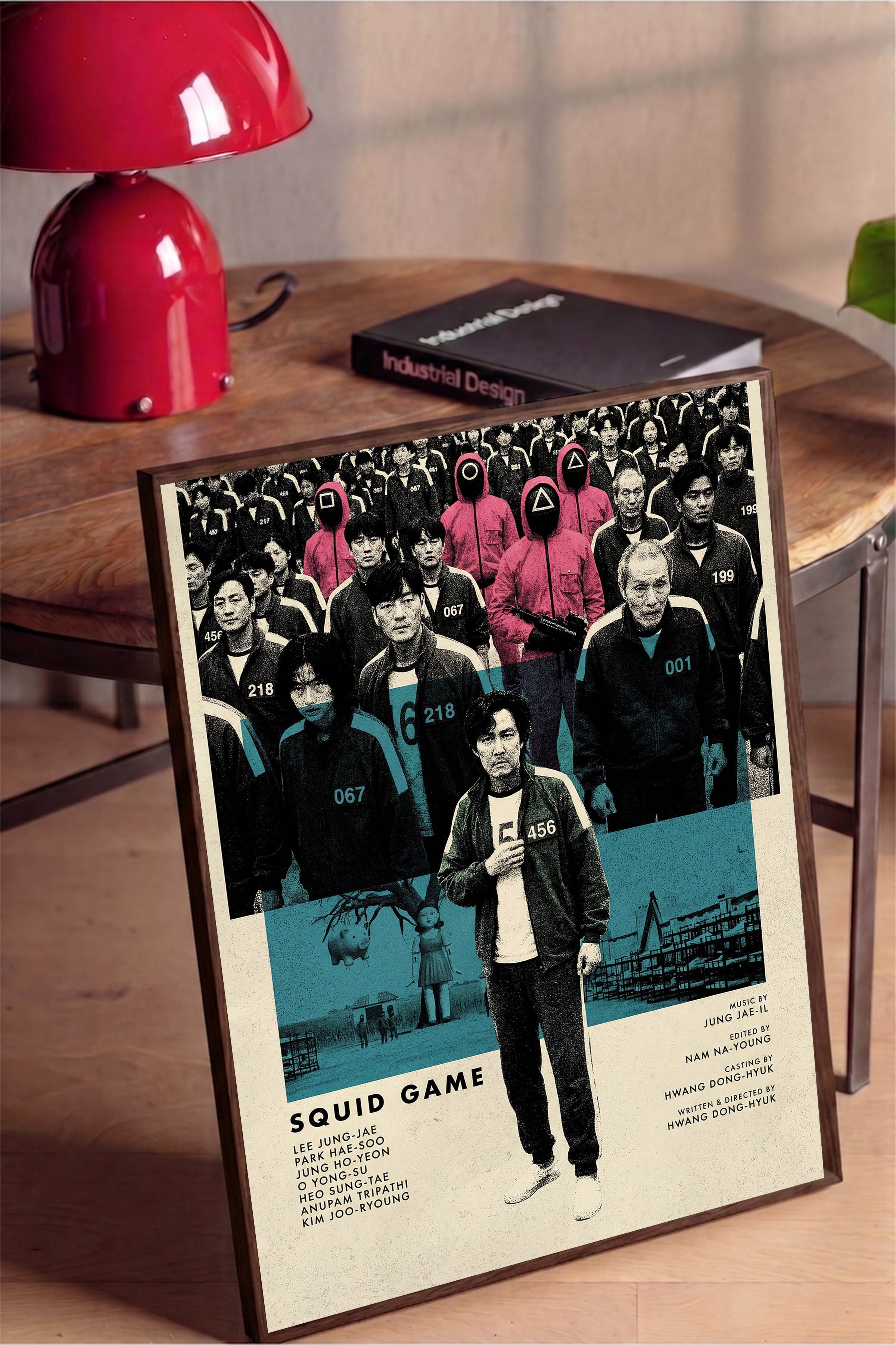 Squid Game Kahverengi Çerçeveli Poster, Sinema ve Dizi Tablo, Film Dizi Afişleri NO:112779