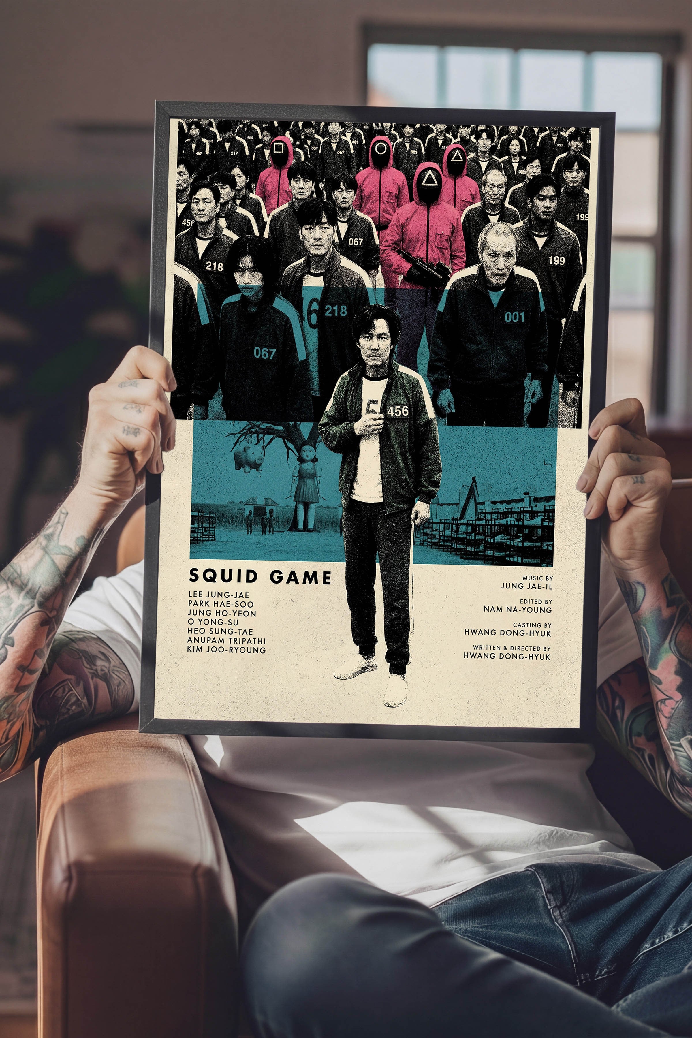 Squid Game Siyah Çerçeveli Poster, Sinema ve Dizi Tablo, Film Dizi Afişleri NO:112779