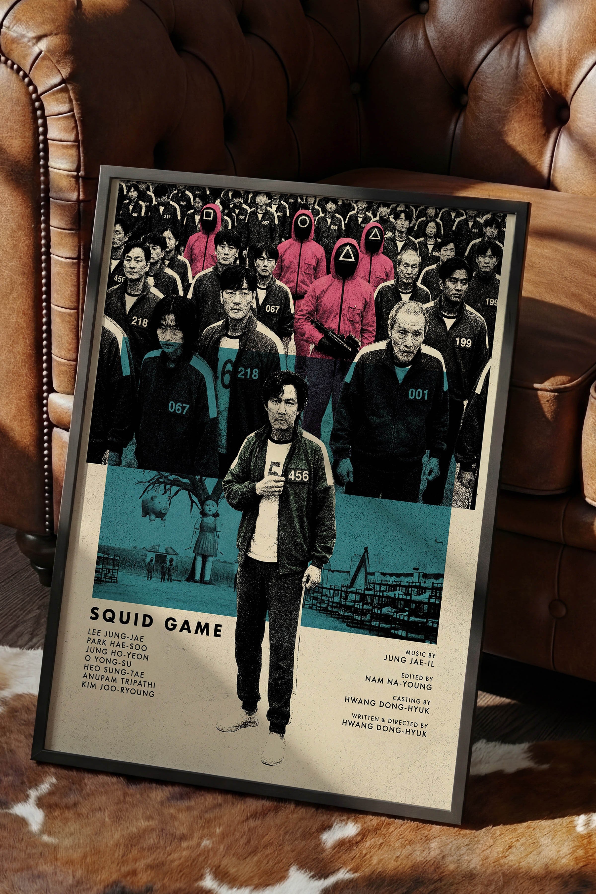 Squid Game Siyah Çerçeveli Poster, Sinema ve Dizi Tablo, Film Dizi Afişleri NO:112779