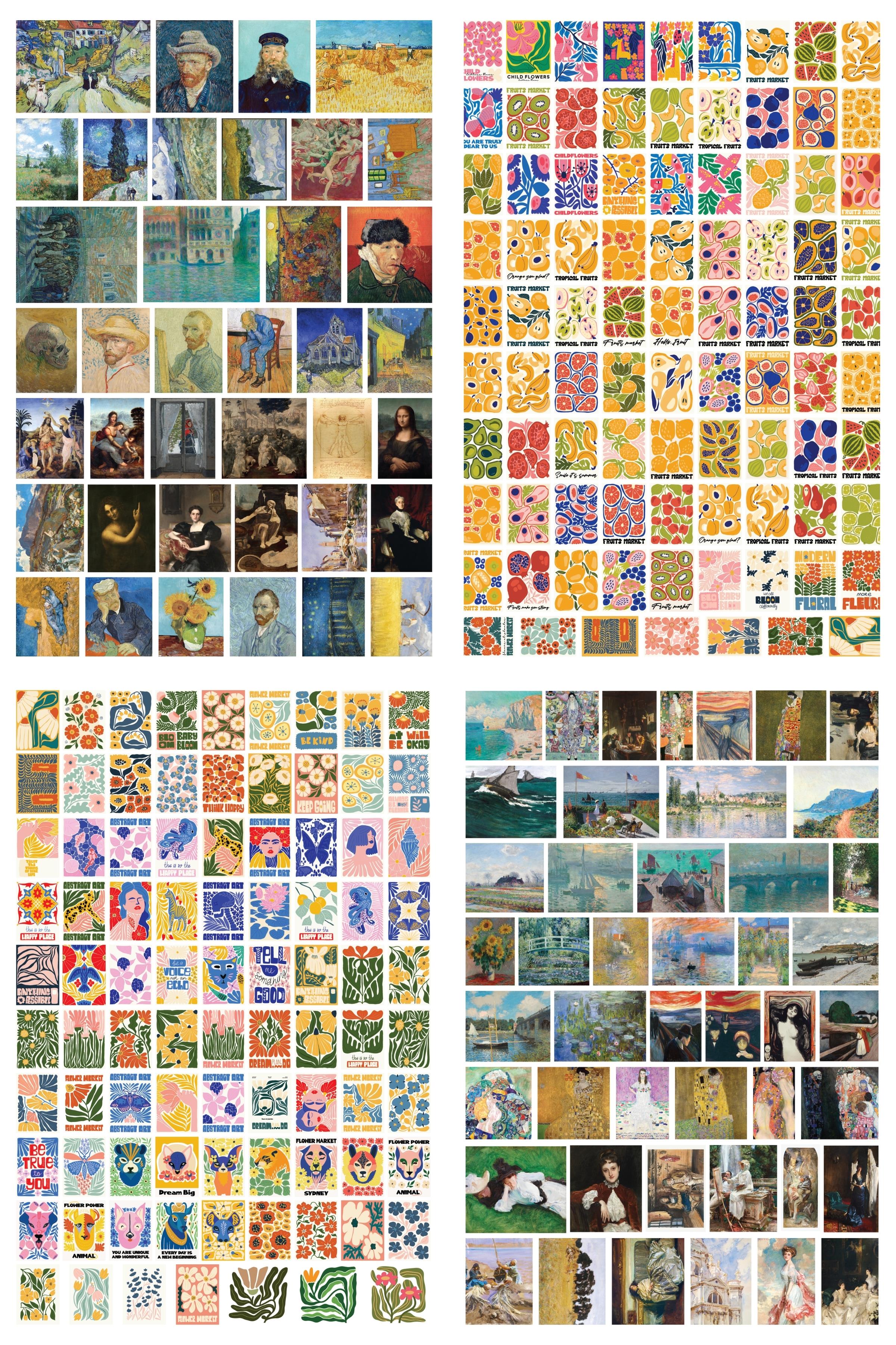 Sticker Seti, 250+ Adet Sanat Temalı Etiket, Modenrn Sanat Etiket, Sticker Book, Bullet Journal, Günlük, Laptop
