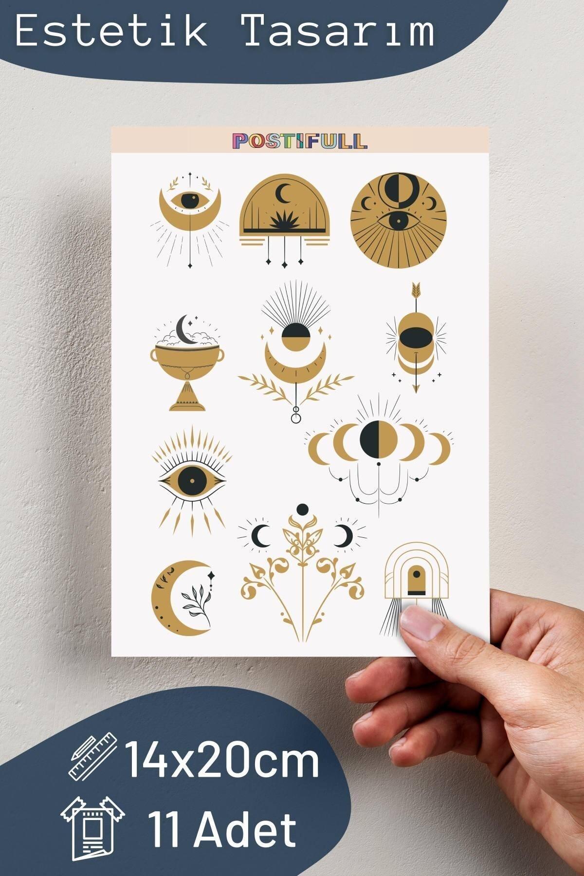 Sticker Seti - Yapışkanlı Boho Estetik Sticker Seti - Telefon, Tablet, Defter, Laptop Sticker