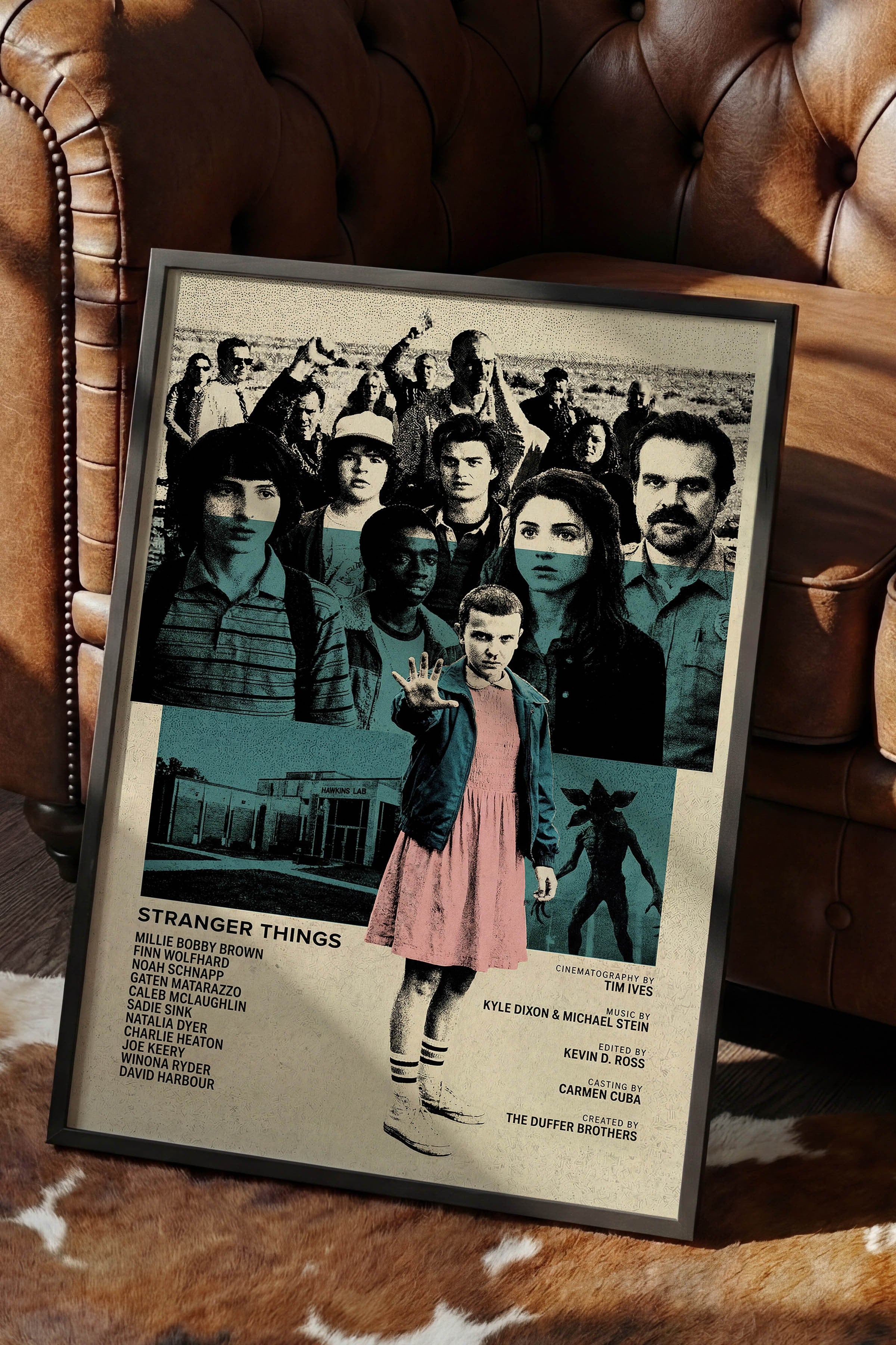Stranger Things Siyah Çerçeveli Poster, Sinema ve Dizi Tablo, Film Dizi Afişleri NO:112768