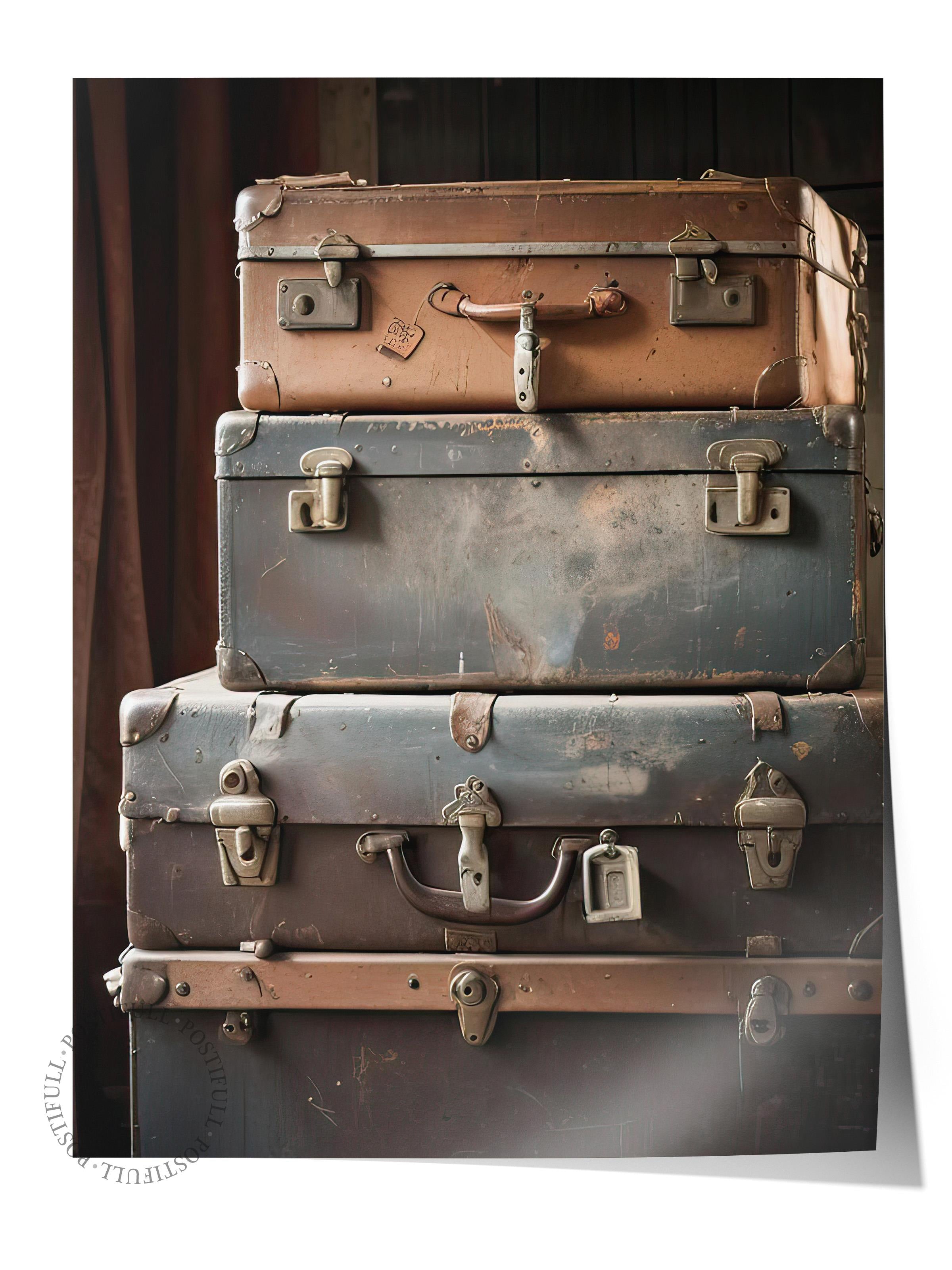 Suitcases Poster, Çerçevesiz Duvar Posteri, Dikey Duvar Tablosu Comfort Serisi NO:108318