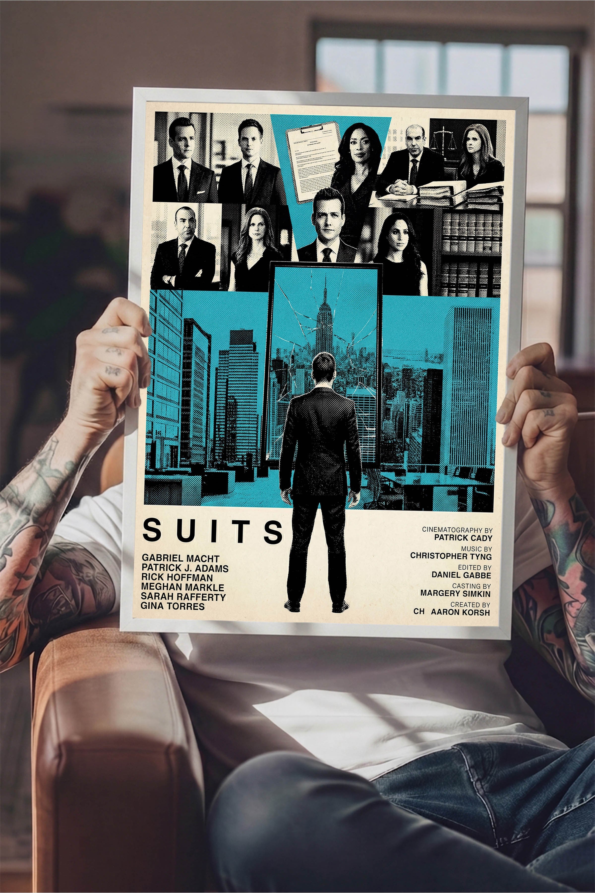 Suits Beyaz Çerçeveli Poster, Sinema ve Dizi Tablo, Film Dizi Afişleri NO:112789