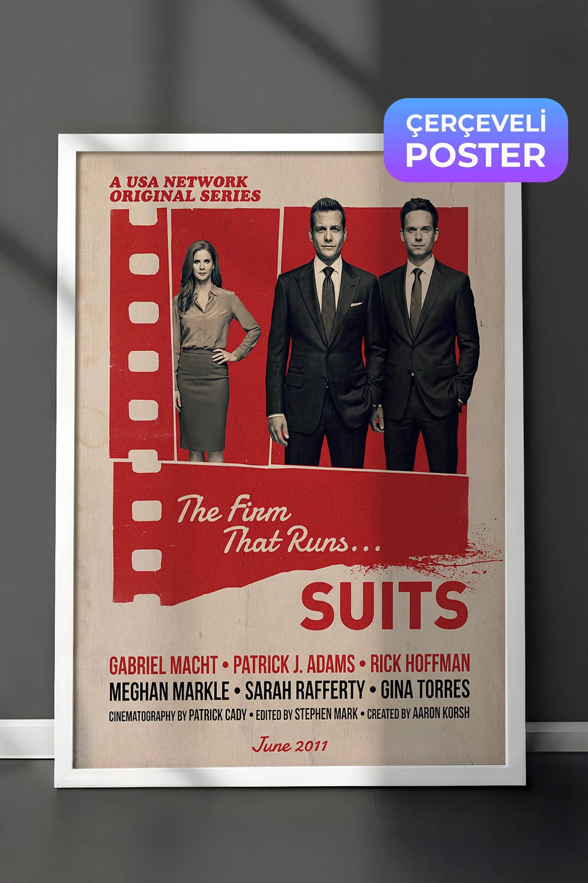 Suits Beyaz Çerçeveli Poster, Sinema ve Dizi Tablo, Film Dizi Afişleri NO:112867